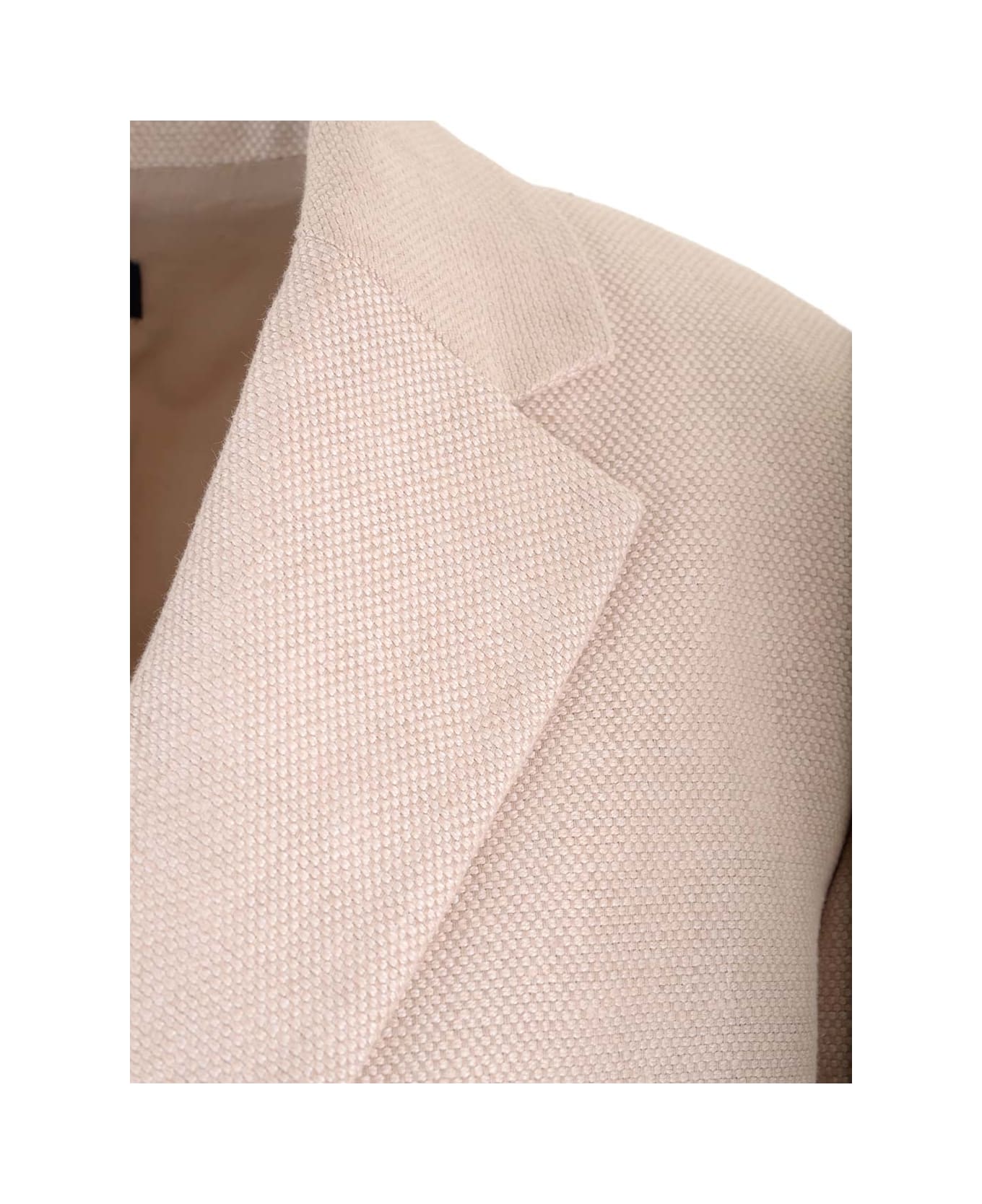 Theory Double-breasted Blazer In Linen Twill - NEUTRALS