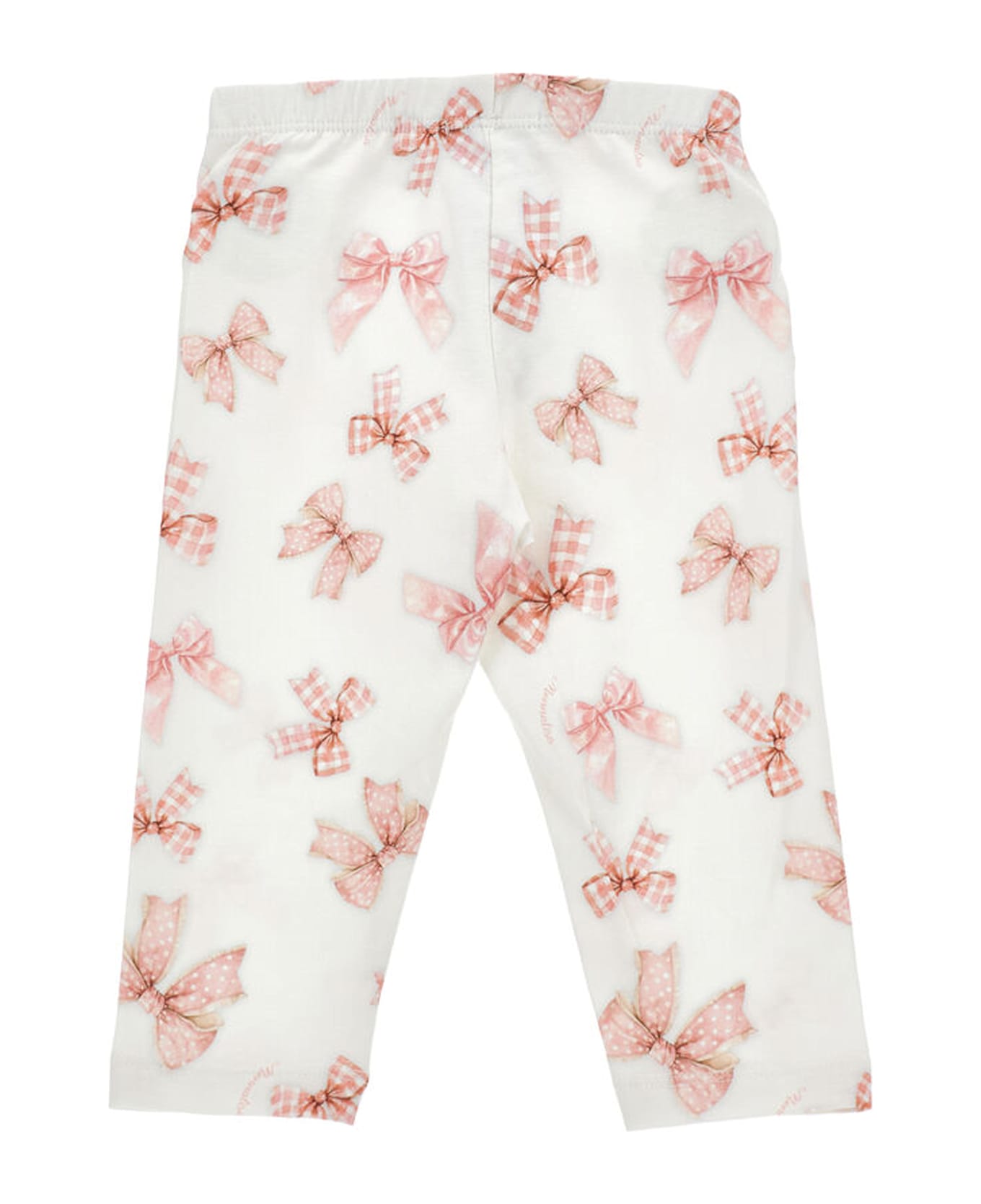 Monnalisa White Leggings For Baby Girl With Bows - White