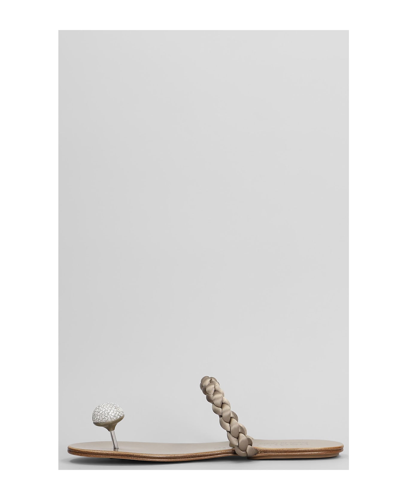 Pedro Garcia Pipa Flats In Silver Satin - silver