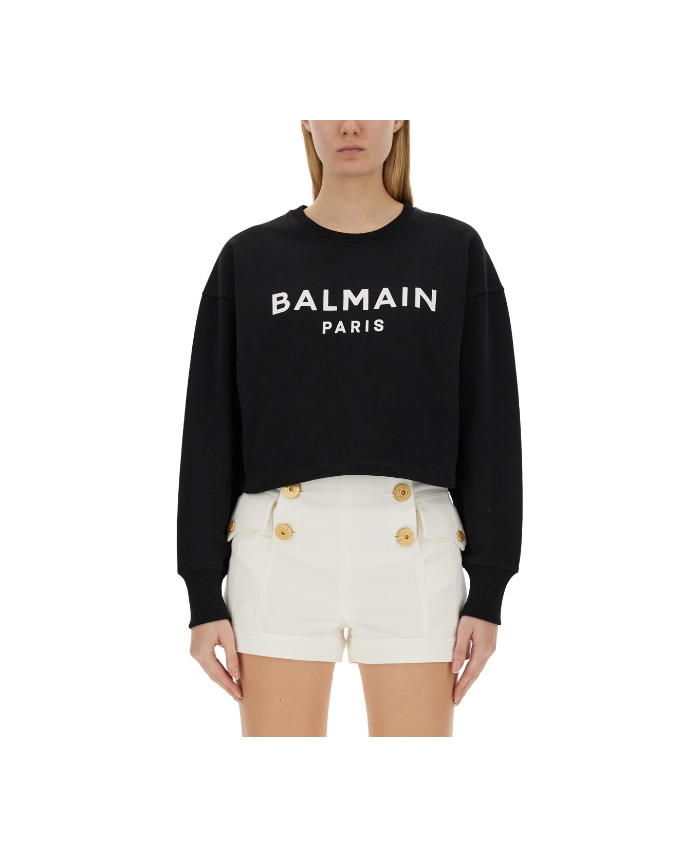 Balmain Sweatshirt With Logo - BLACK フリース