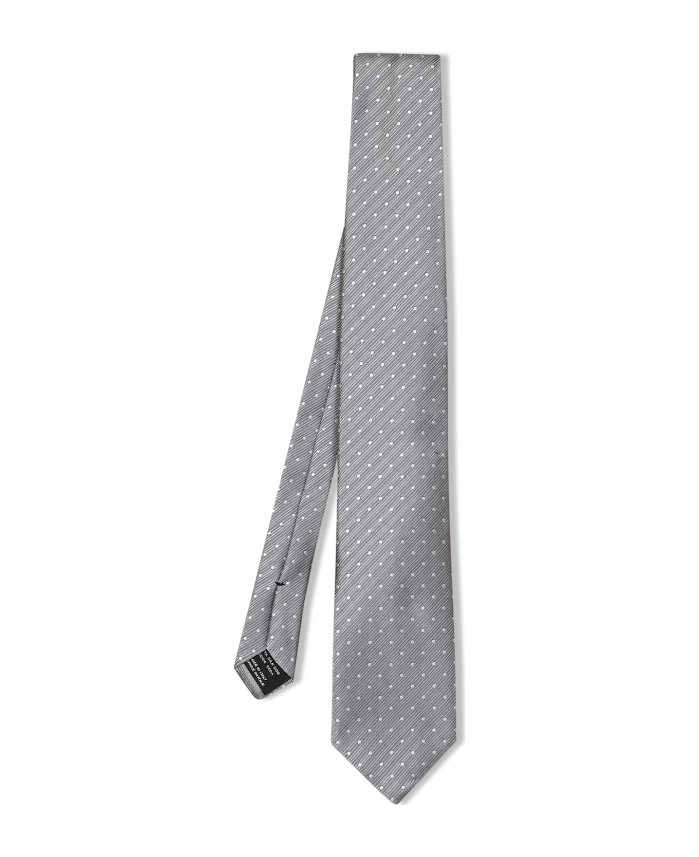 Tom Ford White And Silver Polka Dot Tie - Orange