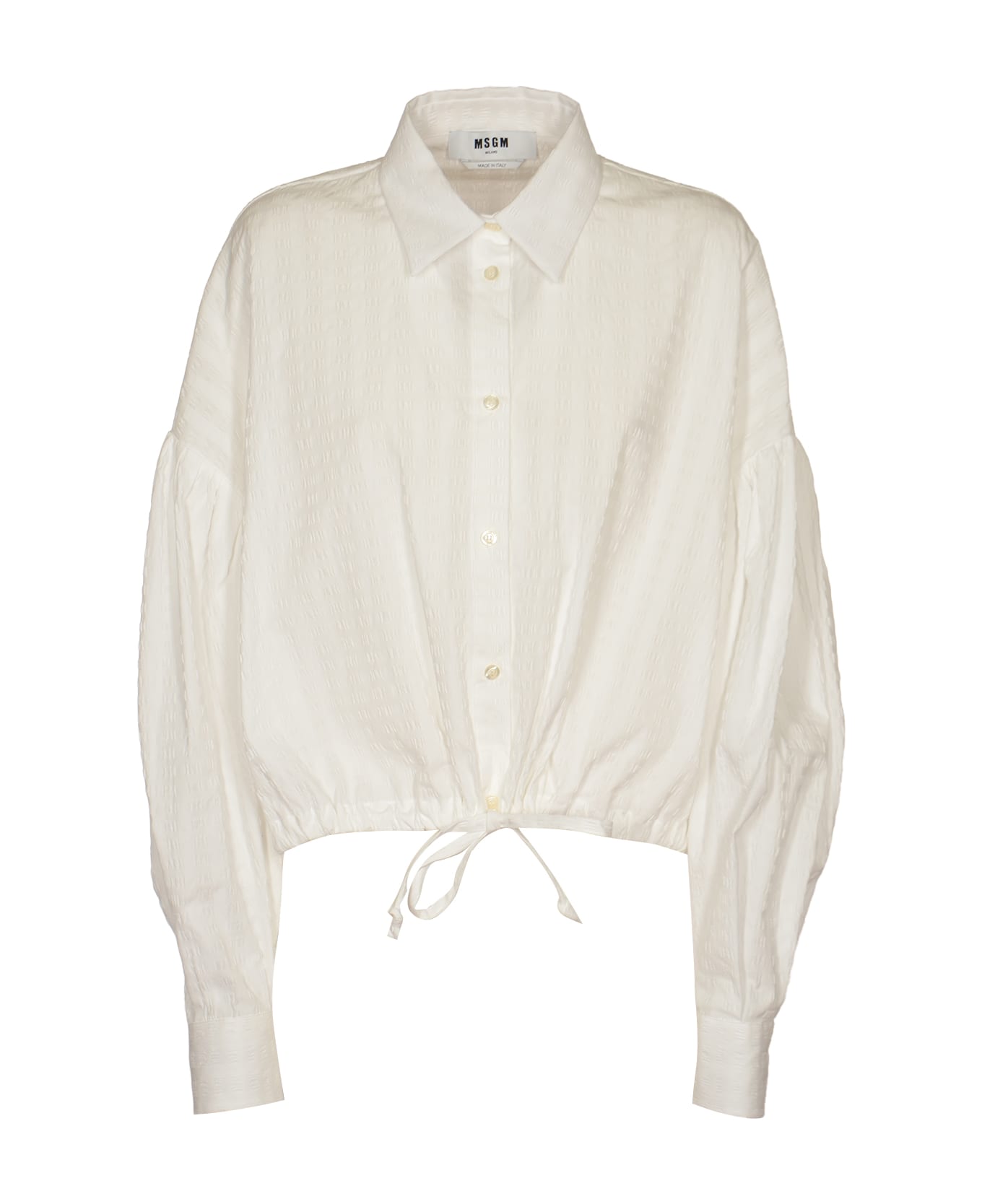 MSGM Drawstring Hem Balloon-sleeved Shirt - White シャツ