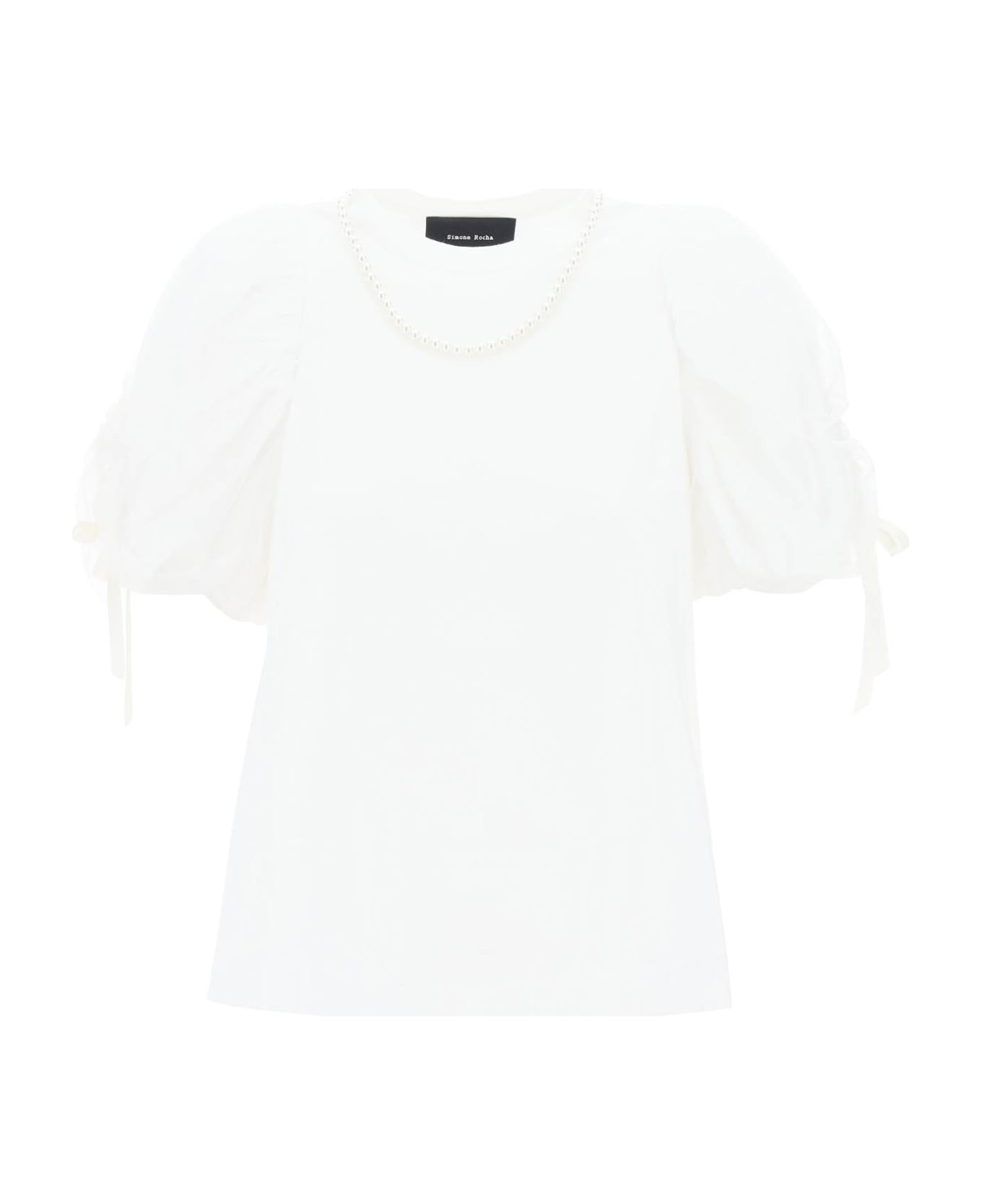 Simone Rocha Puff Sleeves T-shirt - WHITE PEARL (White) ポロシャツ