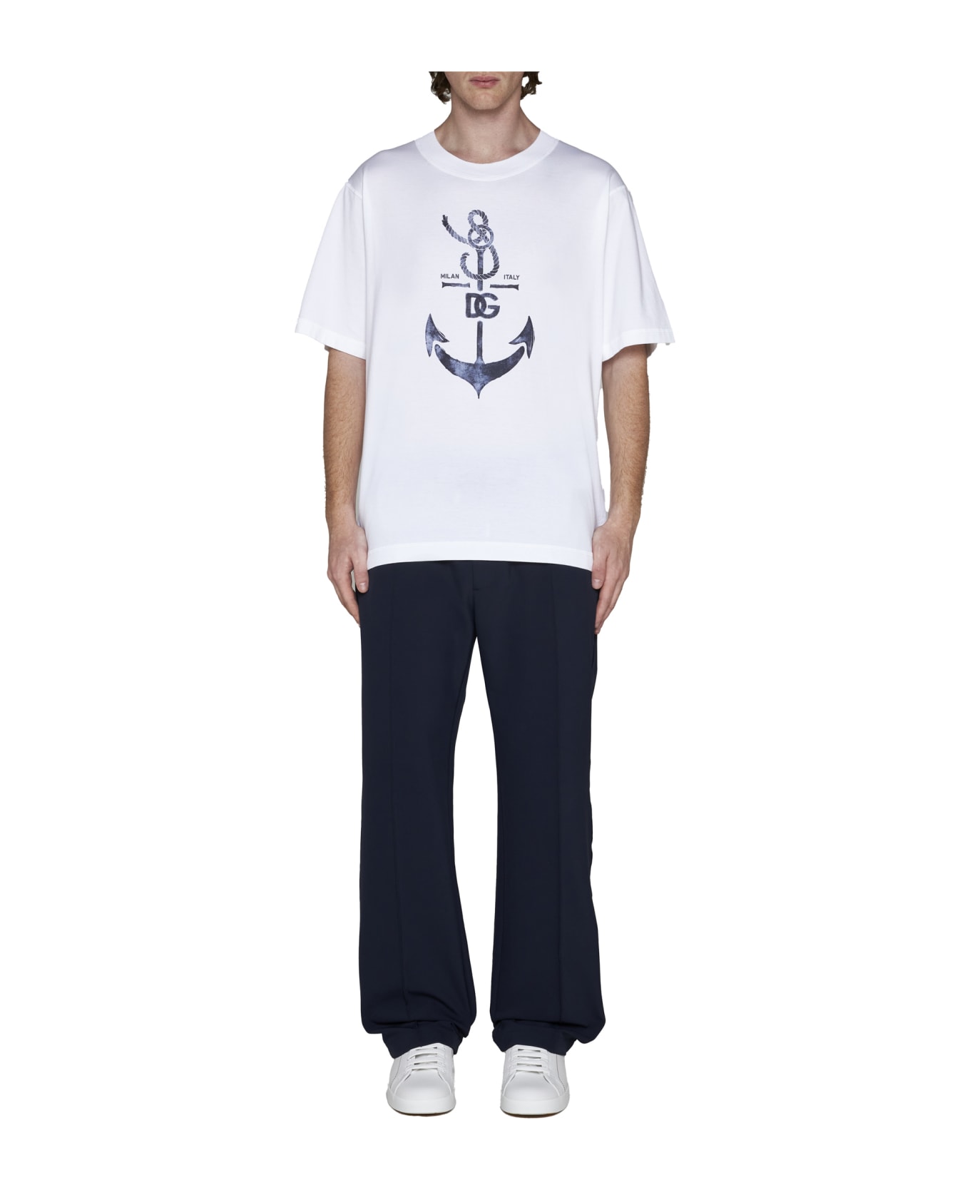 Dolce & Gabbana Joggers Pants With Drawstring And Logo Patch - Blue