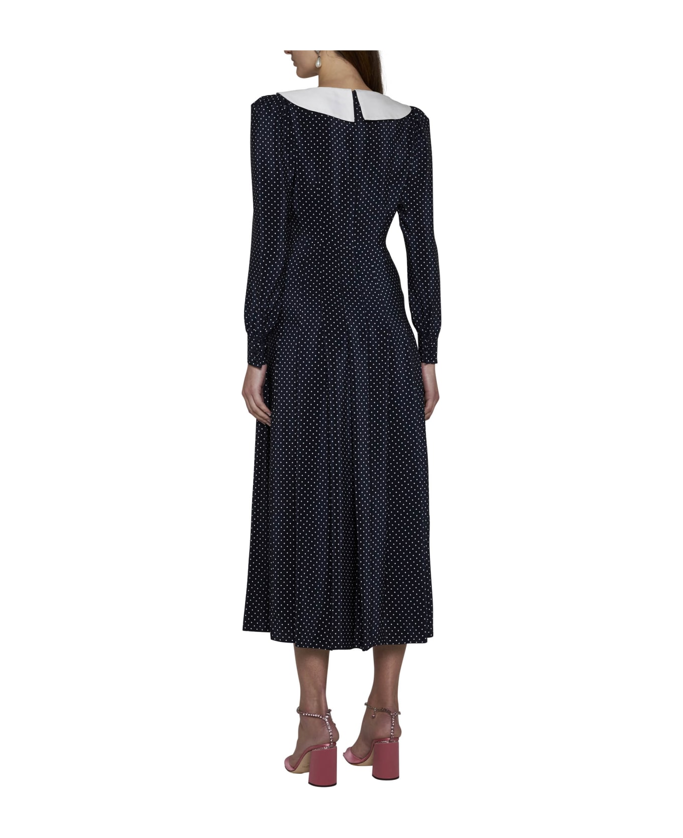 Alessandra Rich Dress - Navy blue-white ワンピース＆ドレス