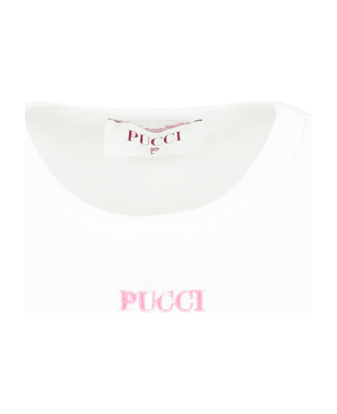 Pucci White T-shirt For Girl With Logo - White
