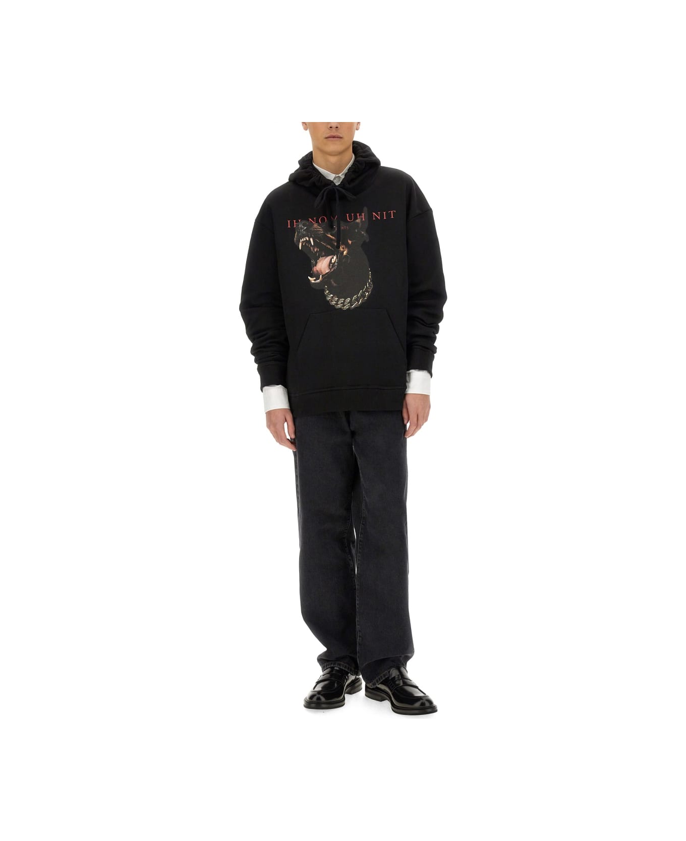 ih nom uh nit Dobermann Print Sweatshirt - BLACK