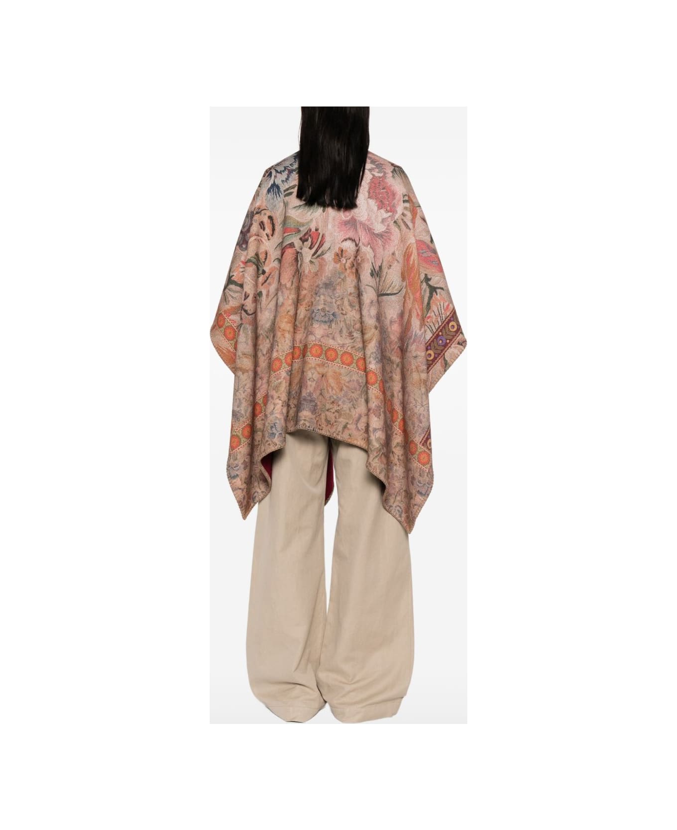 Pierre-Louis Mascia Wool Printed Poncho - Red