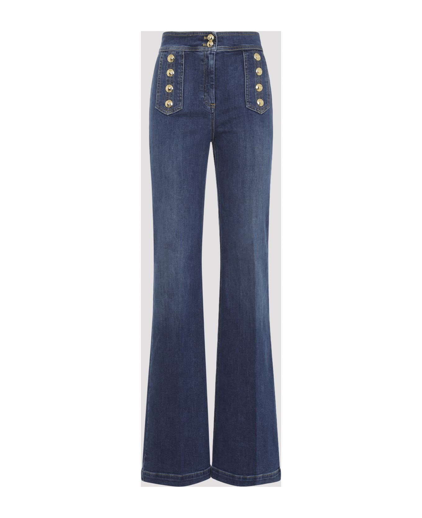 Elisabetta Franchi Jeans With Buttons - Blue Denim