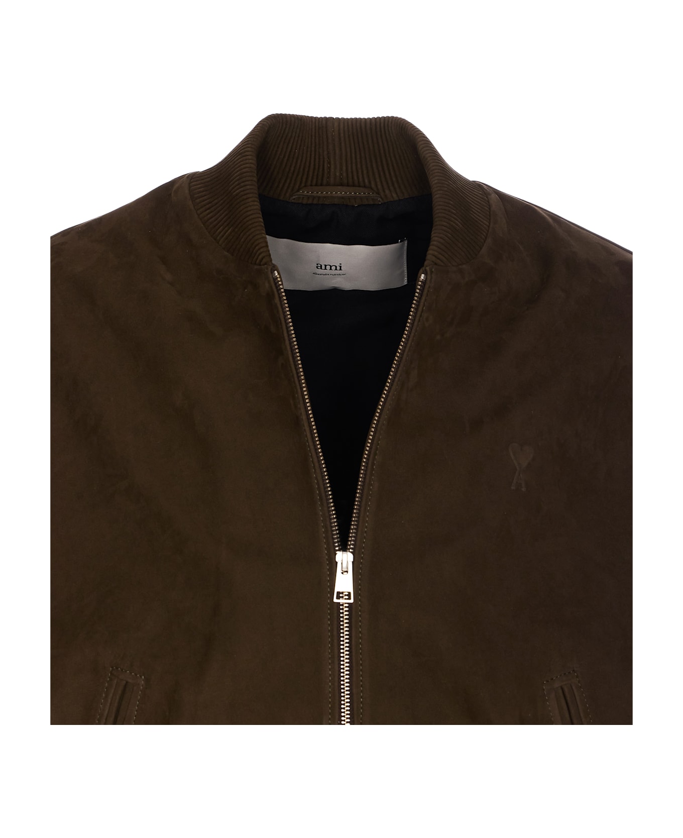 Ami Alexandre Mattiussi Suede Ami De Coeur Jacket - Green