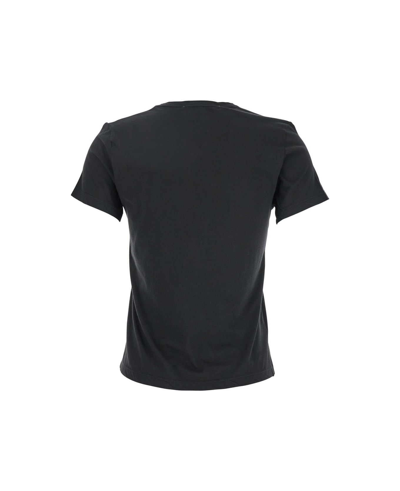 Jucca Black T-shirt With Wide V-neck And Short Sleeves In Cotton Woman - Black