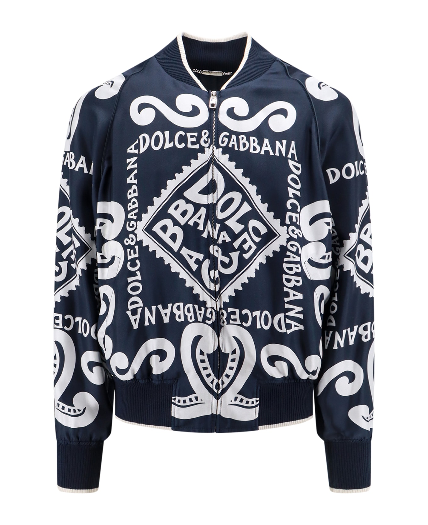 Dolce & Gabbana Silk Bomber Jacket - Blue