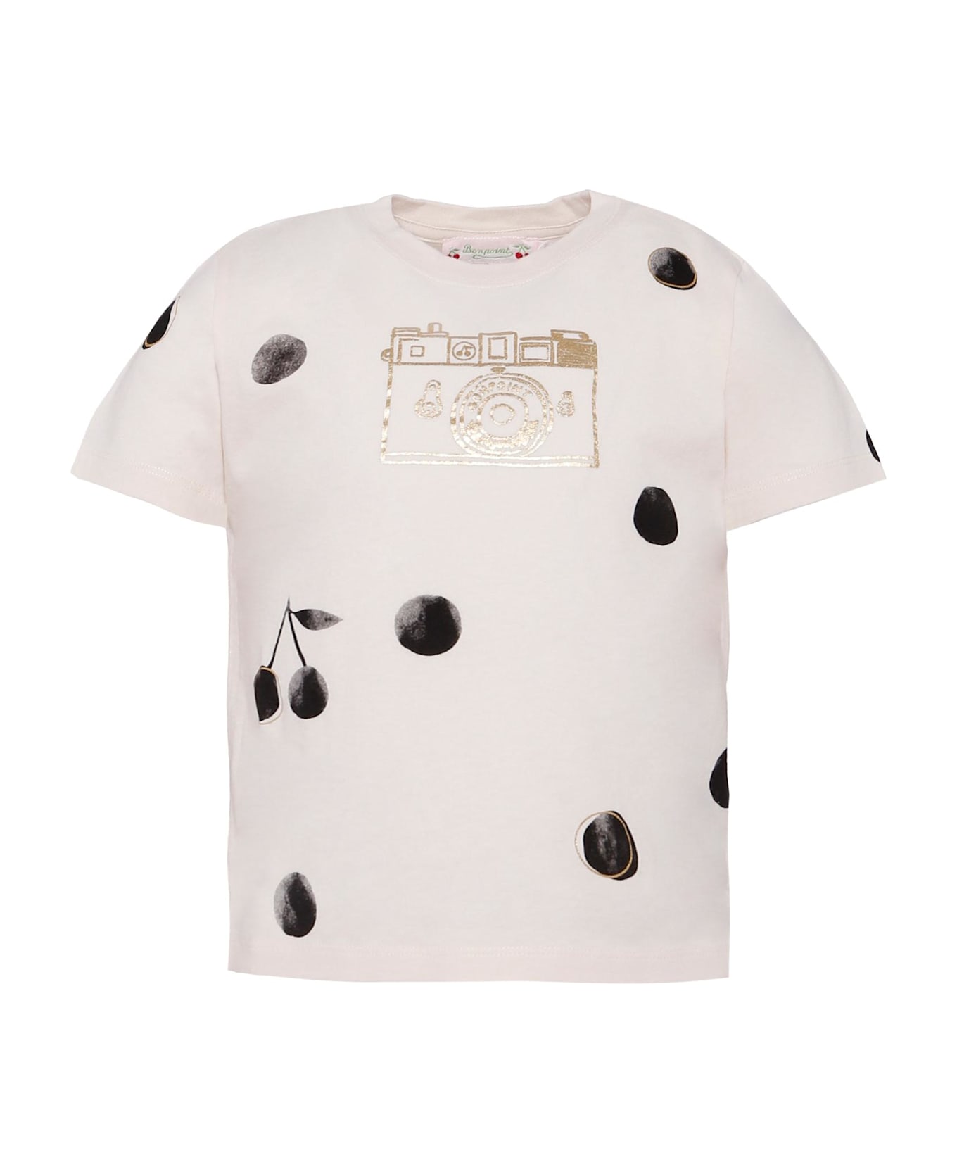 Bonpoint Ivory T-shirt For Girl With Print - Ivory