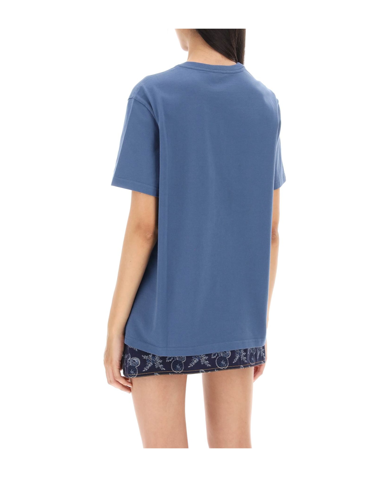 Etro T-shirt With Pegasus Embroidery - Azzurro