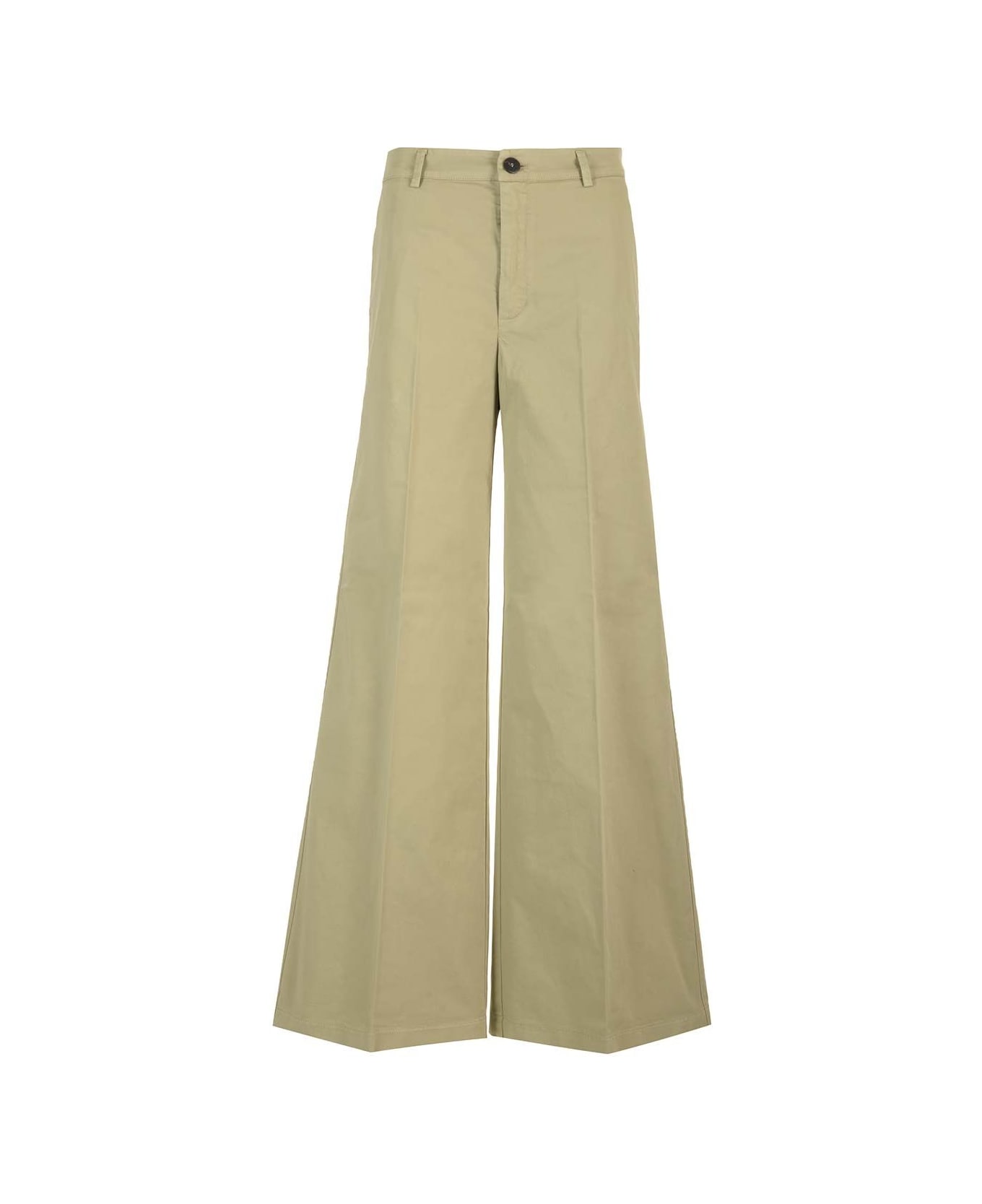 Forte_Forte Cotton Twill Flared Trousers - Green