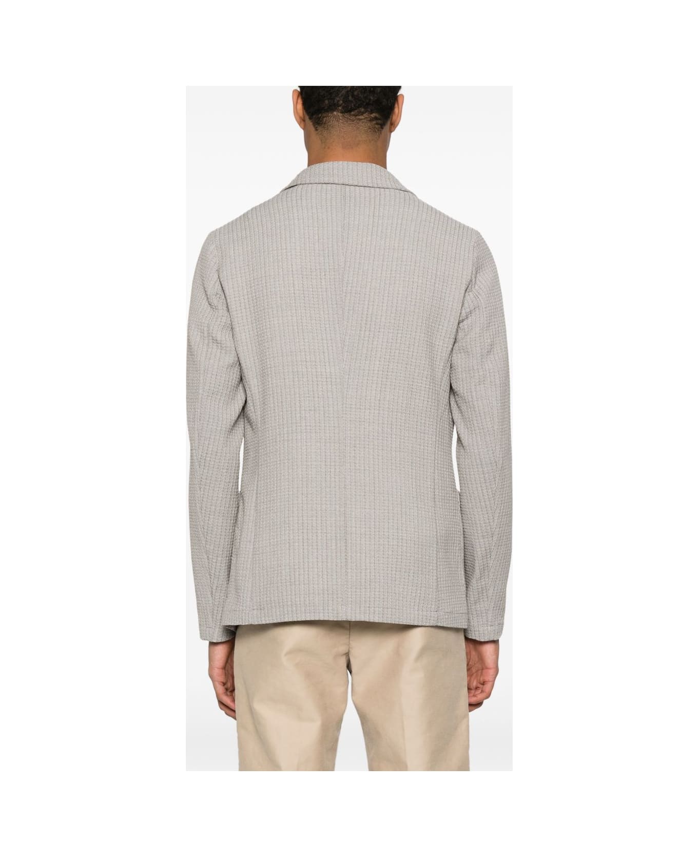 Emporio Armani Wool Single-breasted Blazer Jacket - Beige