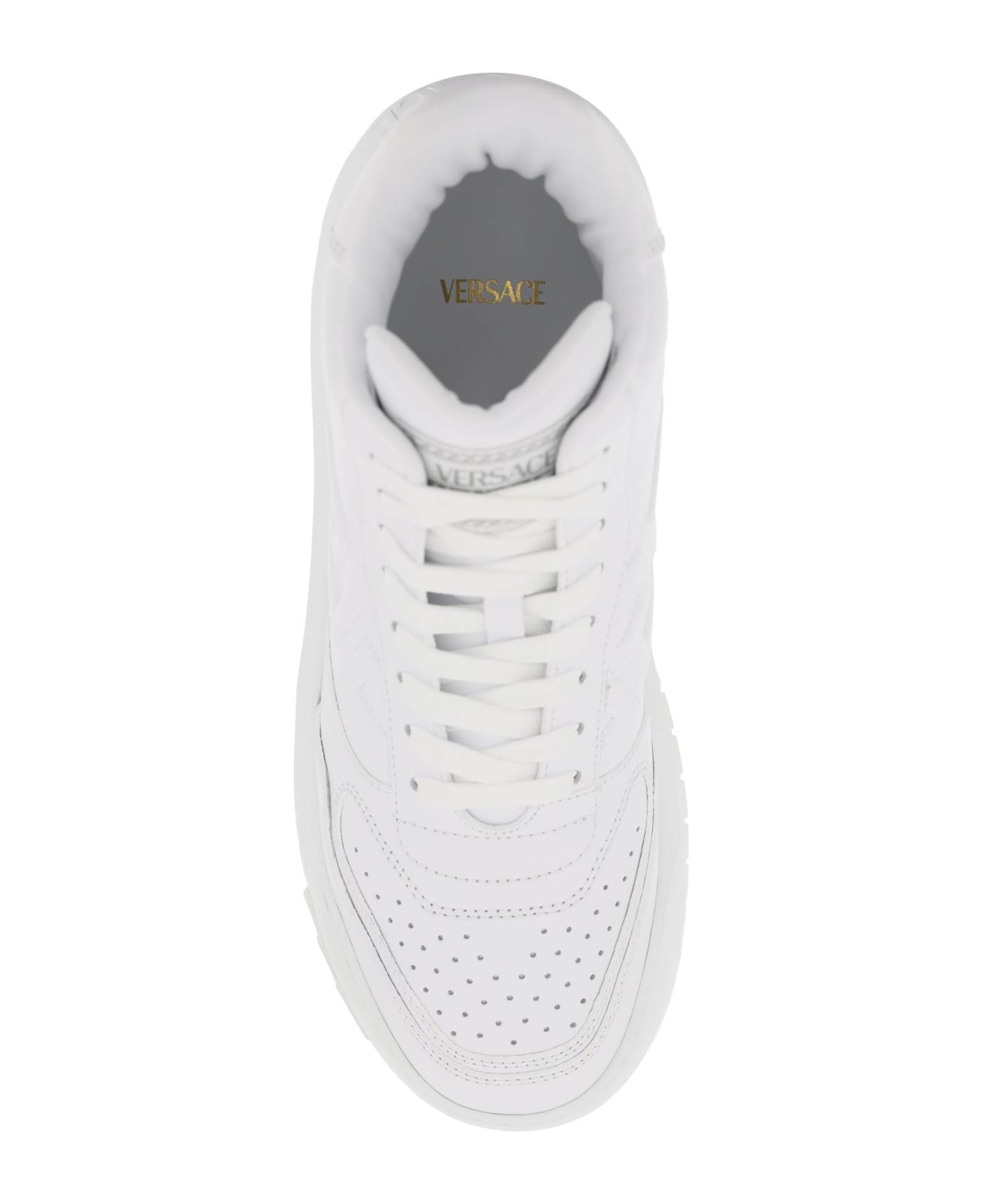 Versace 'greca Odissea' High Sneakers In White Calf Leather - OPTICAL WHITE (White) スニーカー