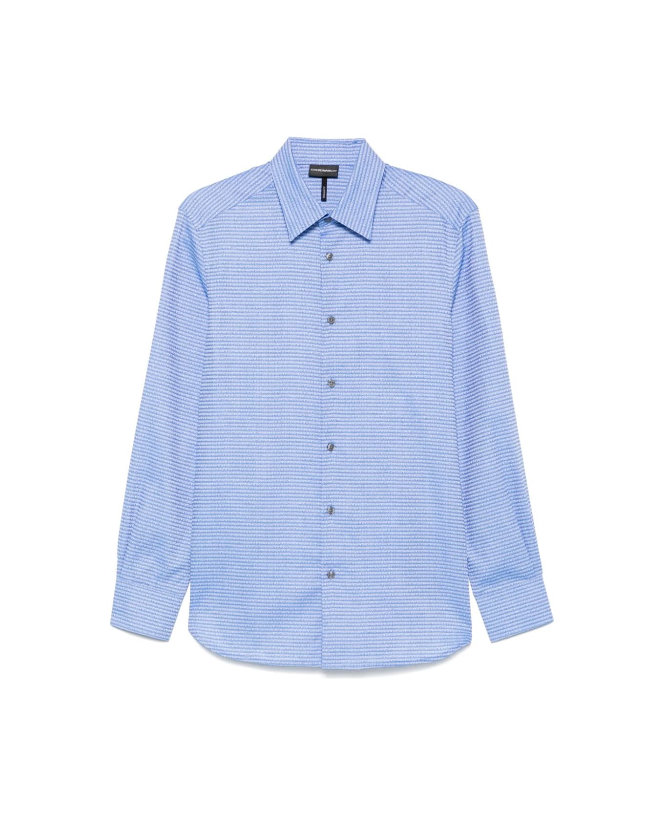 Emporio Armani Allover Logo Cotton Shirt - Clear Blue