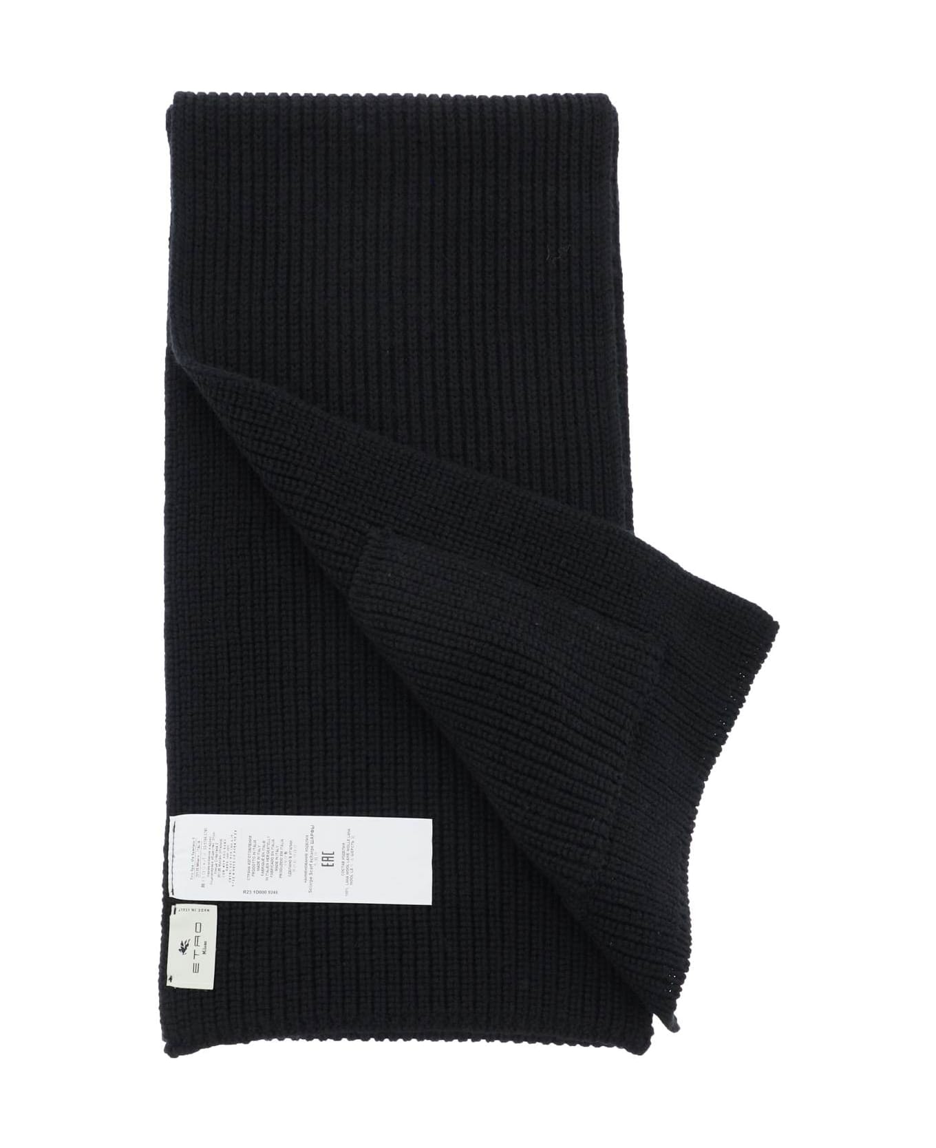 Etro Ribbed Wool Scarf - BLACK (Black) スカーフ＆ストール