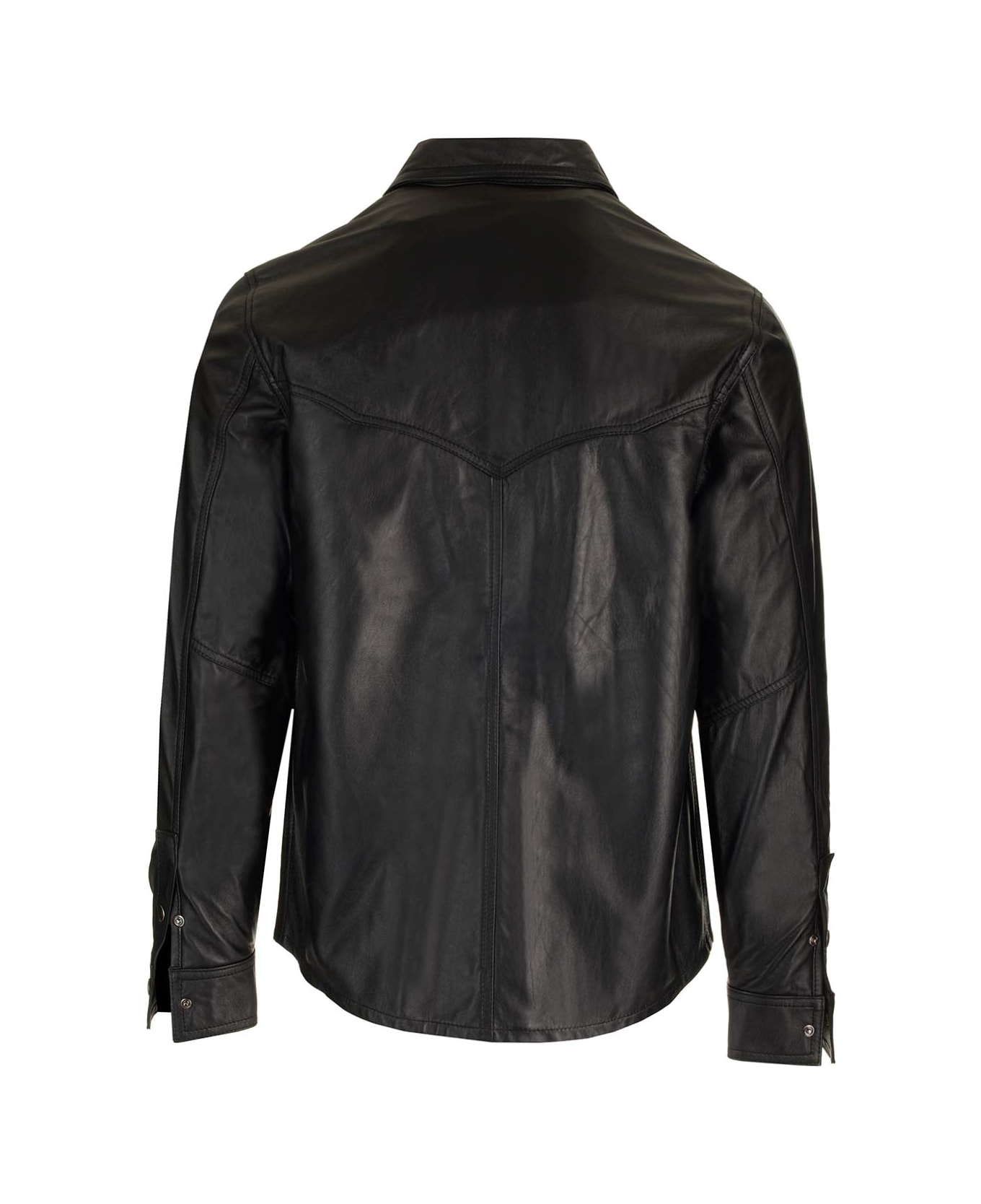 Giorgio Brato Black Leather 'texas' Shirt - Black