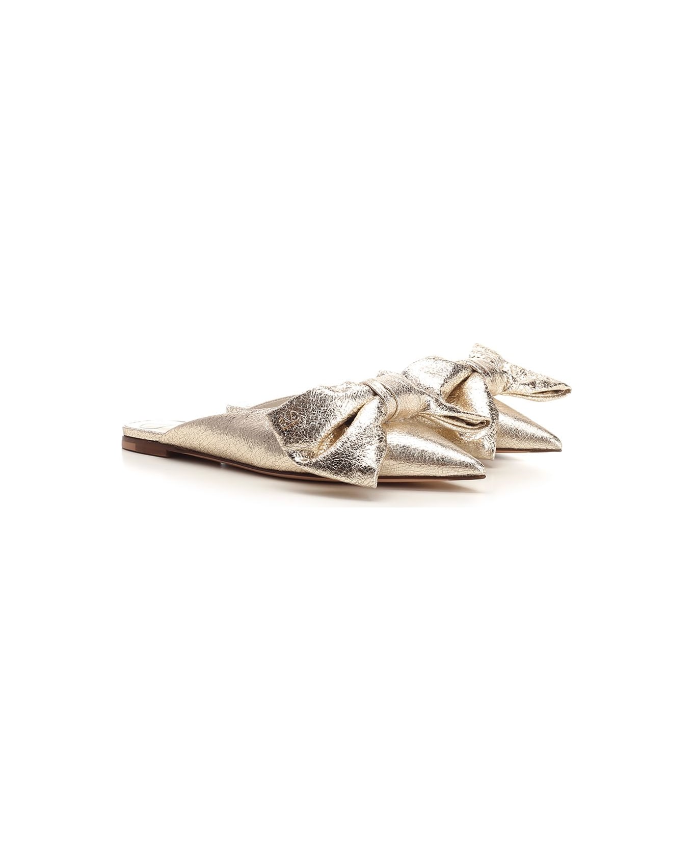 Valentino Garavani Nappa Leather Pointed Mules - Gold