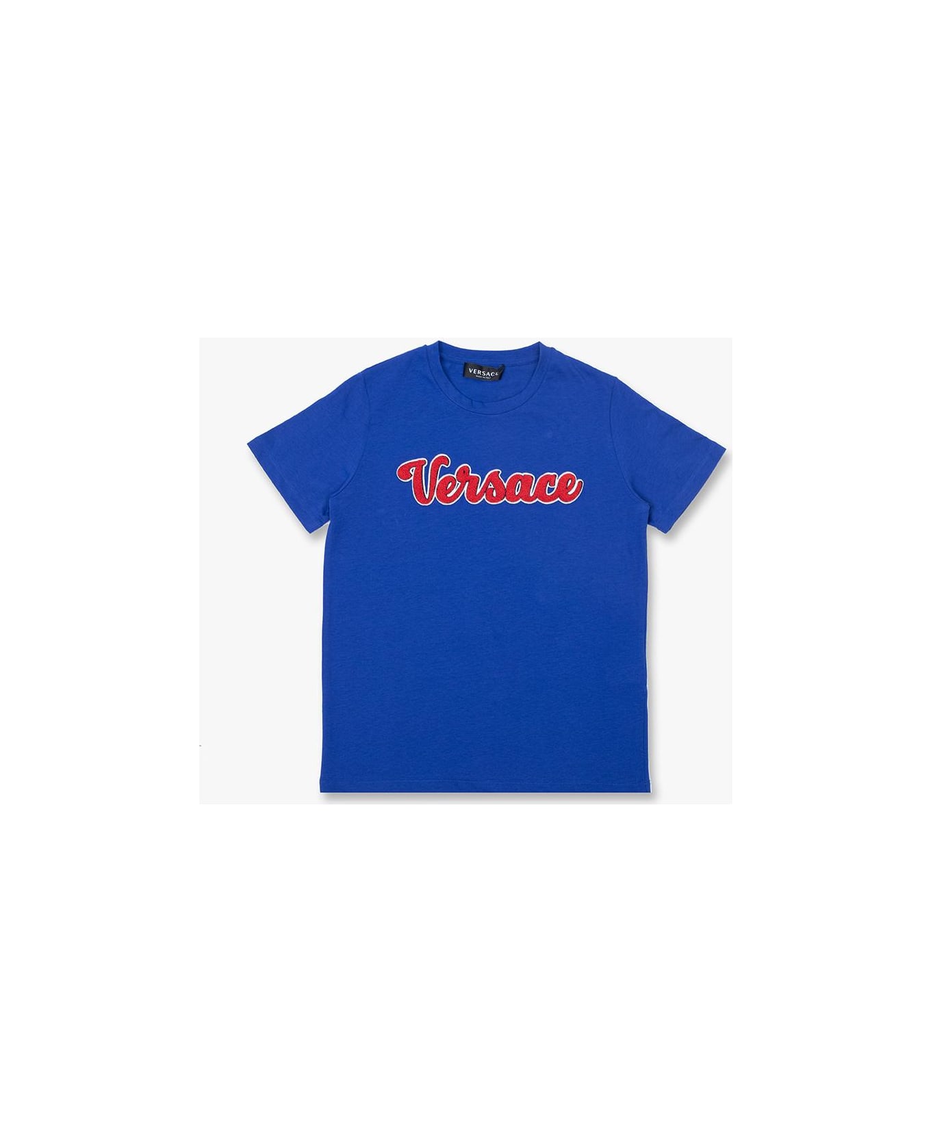 Young Versace T-shirt With Logo - Blu