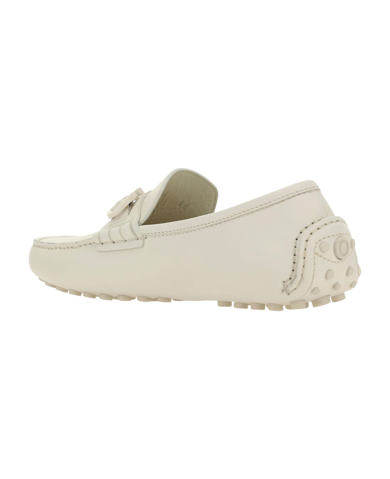 Ferragamo White Leather Loafers - White ローファー＆デッキシューズ
