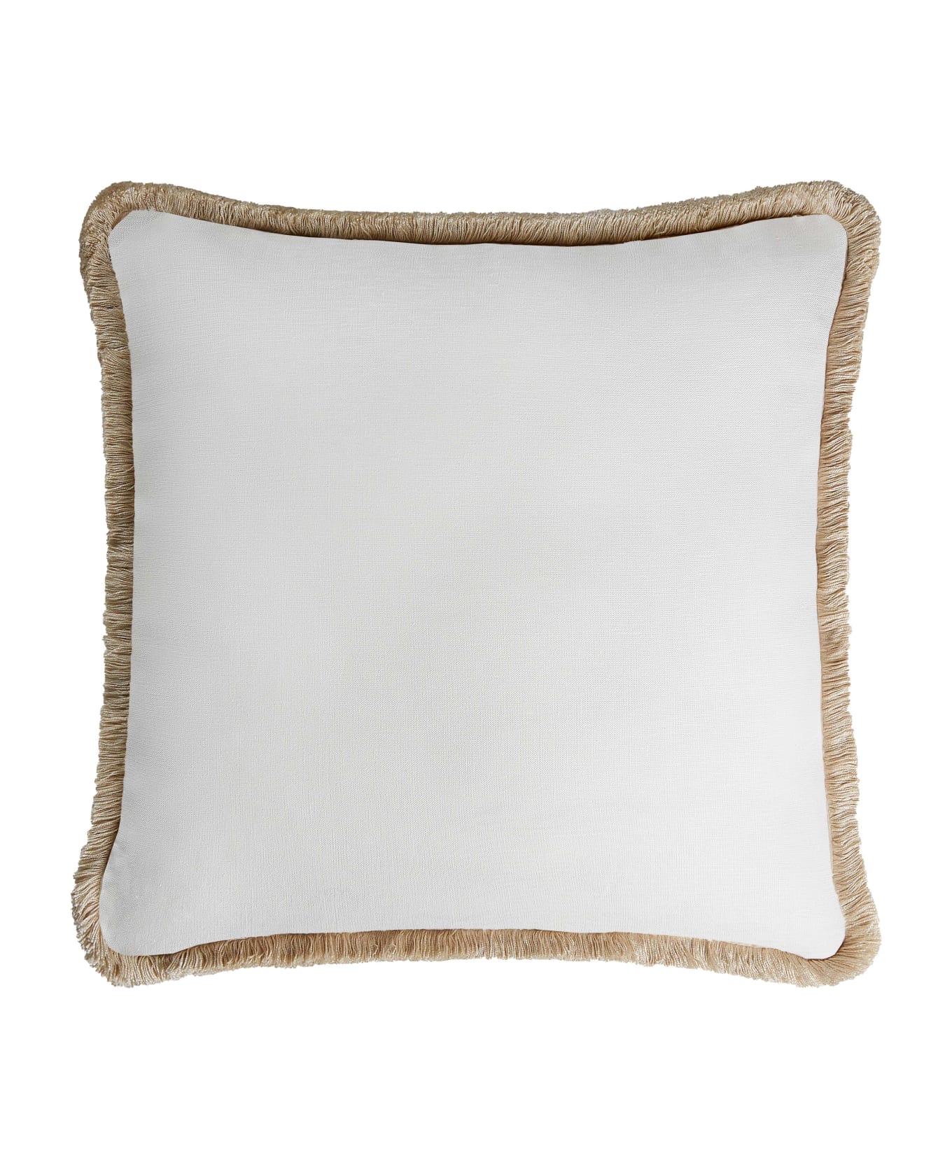 Lo Decor Happy Linen Pillow - White - Beige
