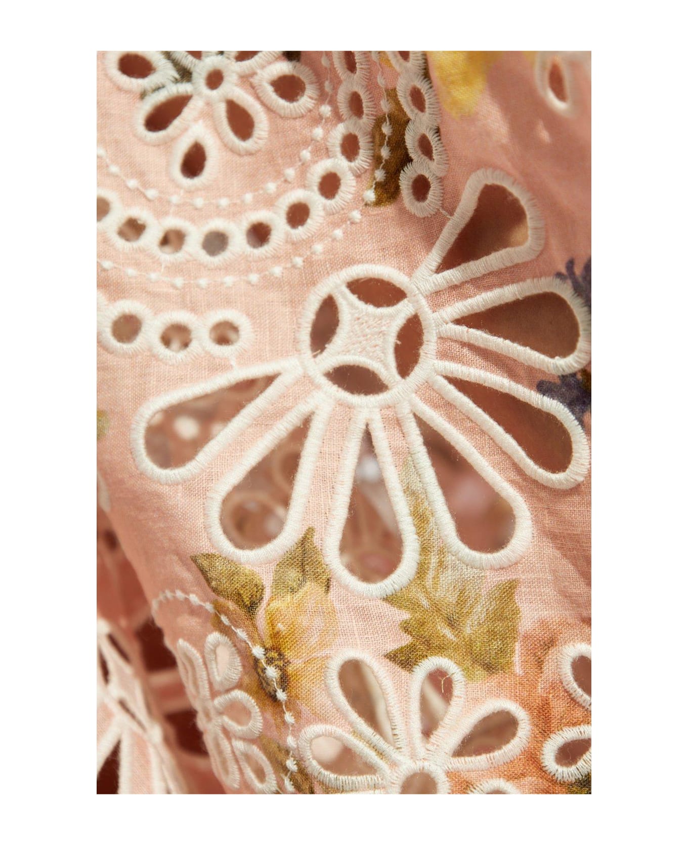 Zimmermann Acacia-broderie Midi Dress - PINK/GREEN
