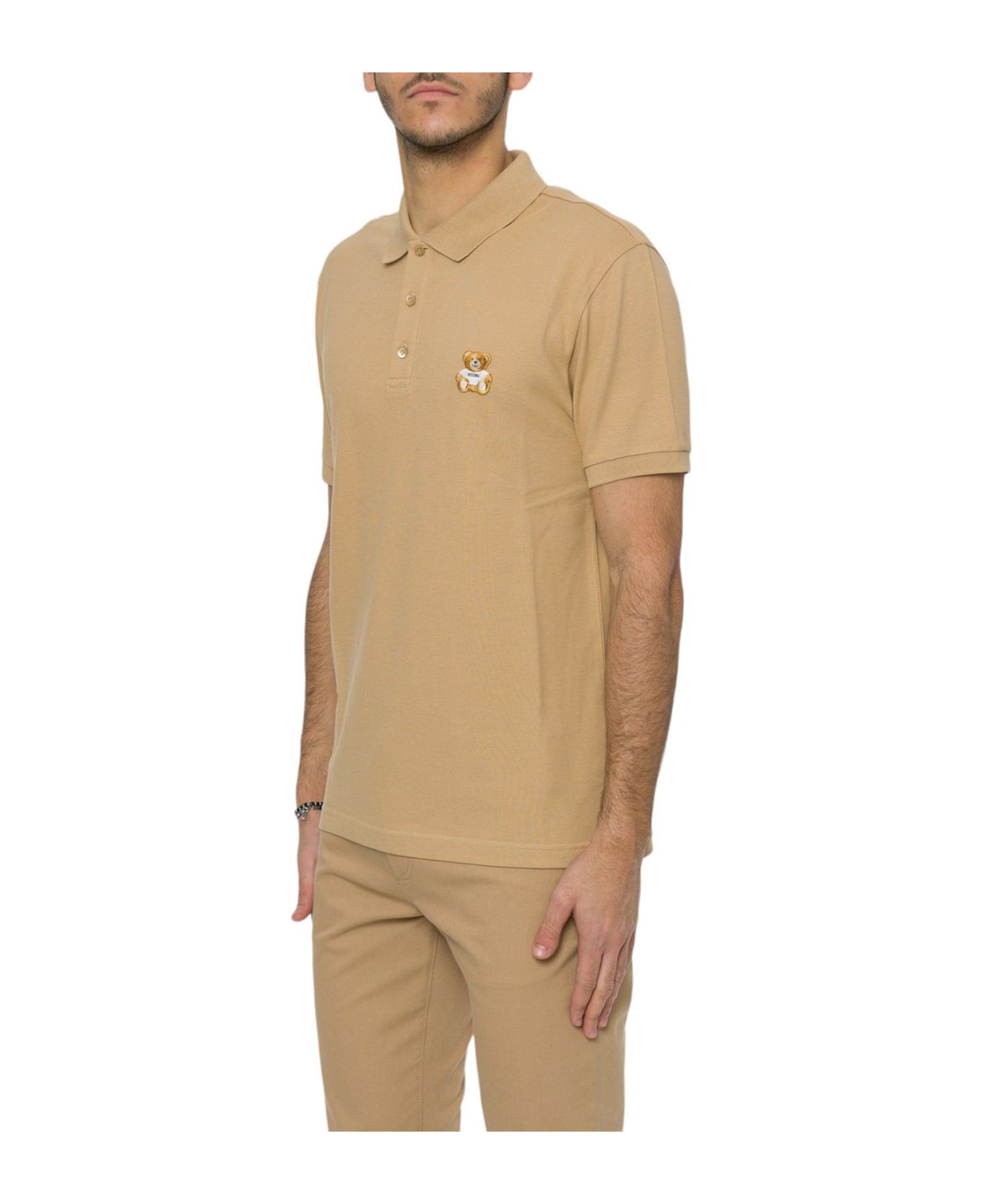Moschino Teddy Embroidered Polo Shirt - Beige