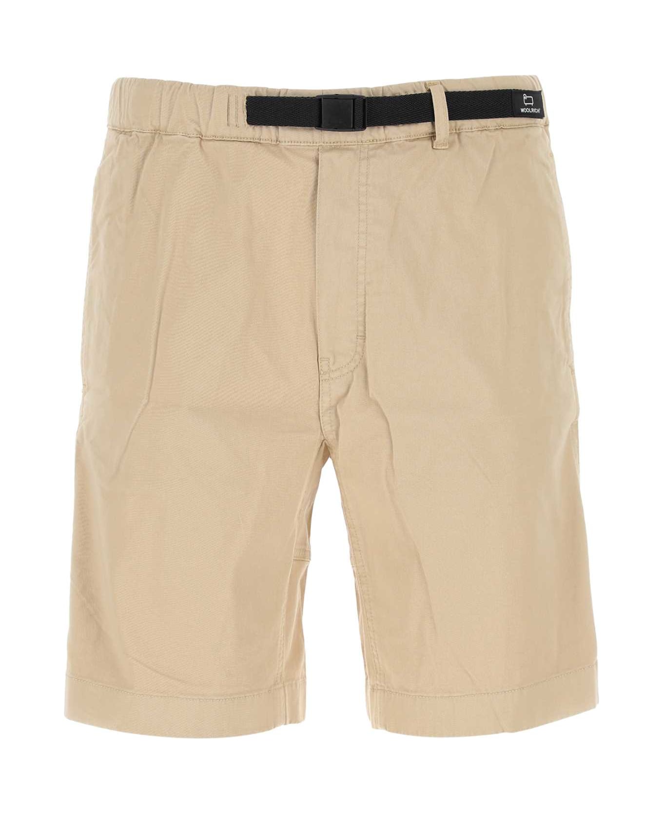 Woolrich Beige Stretch Cotton Bermuda Shorts - BEACHSAND