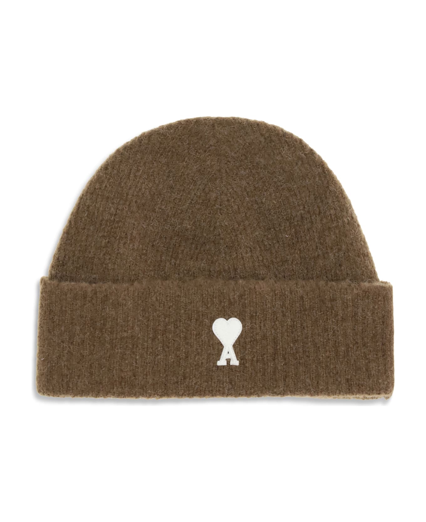 Ami Alexandre Mattiussi Ami De Coeur Beanie Hat - BROWN