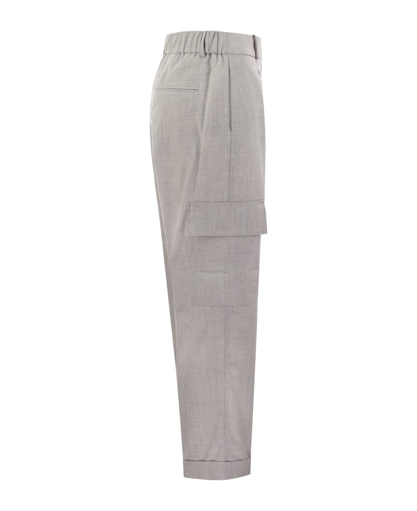 Peserico Cargo Trousers In Technical Viscose Canvas - Melange Grey