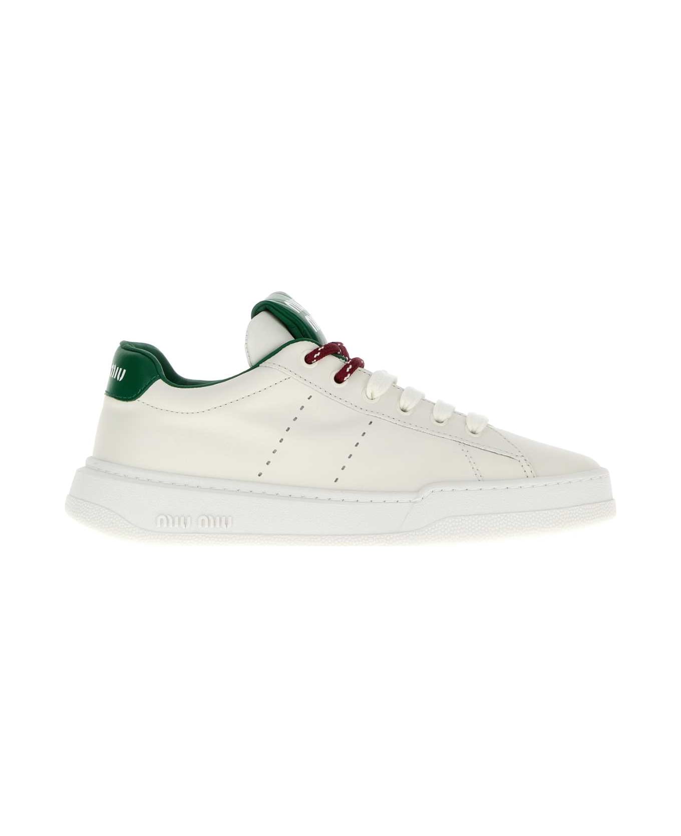 Miu Miu White Leather Sneakers - BIANCOVERDE