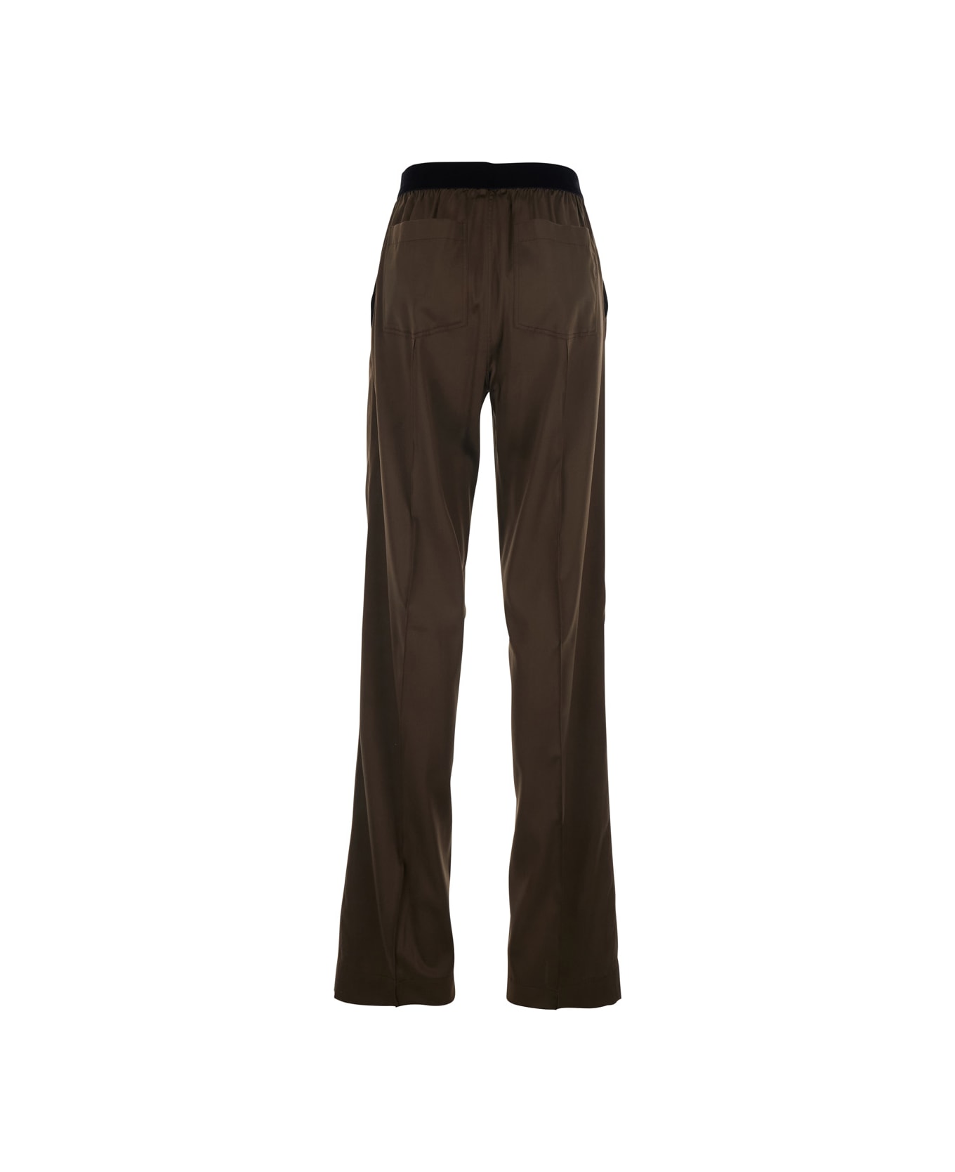 Tom Ford Brown Pants With Elastic Waist With Logo Lettering In Silk Stretch Woman - Brown ボトムス