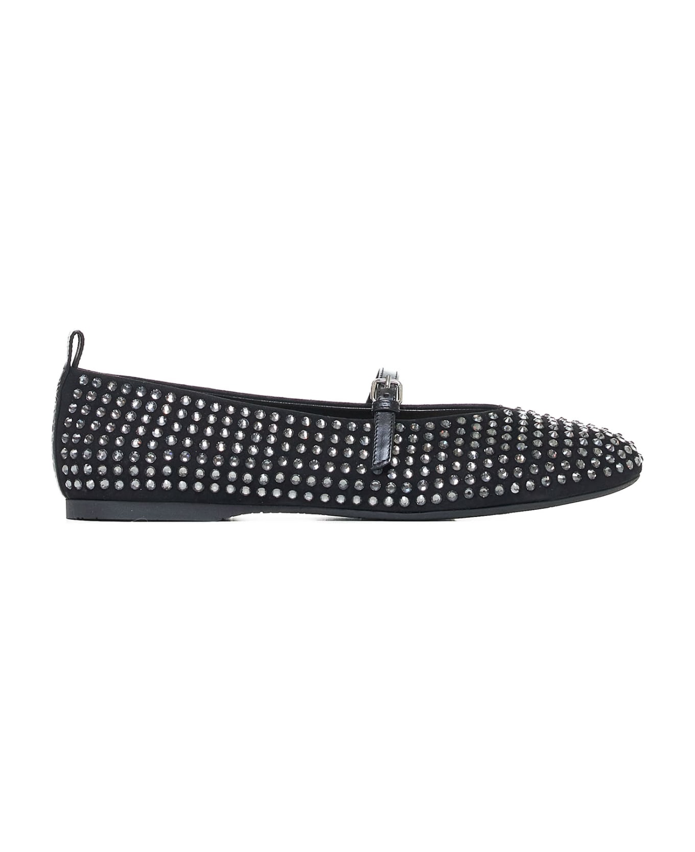 J.W. Anderson Ballerina Strass Ballet Flats In Black Suede - Black+strass ot