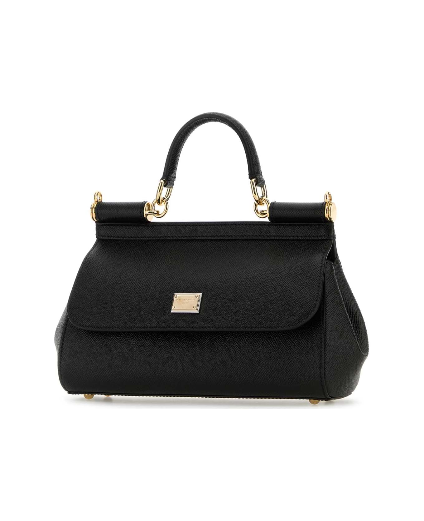 Dolce 
Gabbana Black Leather Medium Sicily Handbag - NERO