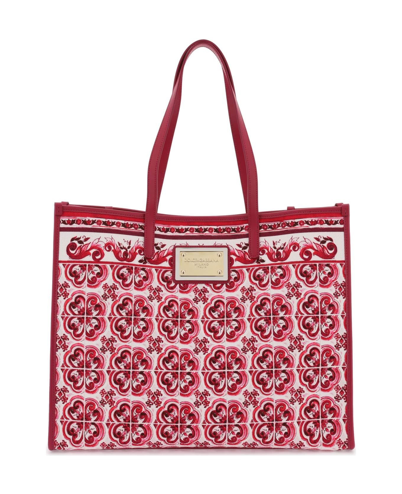 Dolce & Gabbana Majolica Large Shopping Bag - AZULEJOS FDO FUCSIA (Fuchsia)