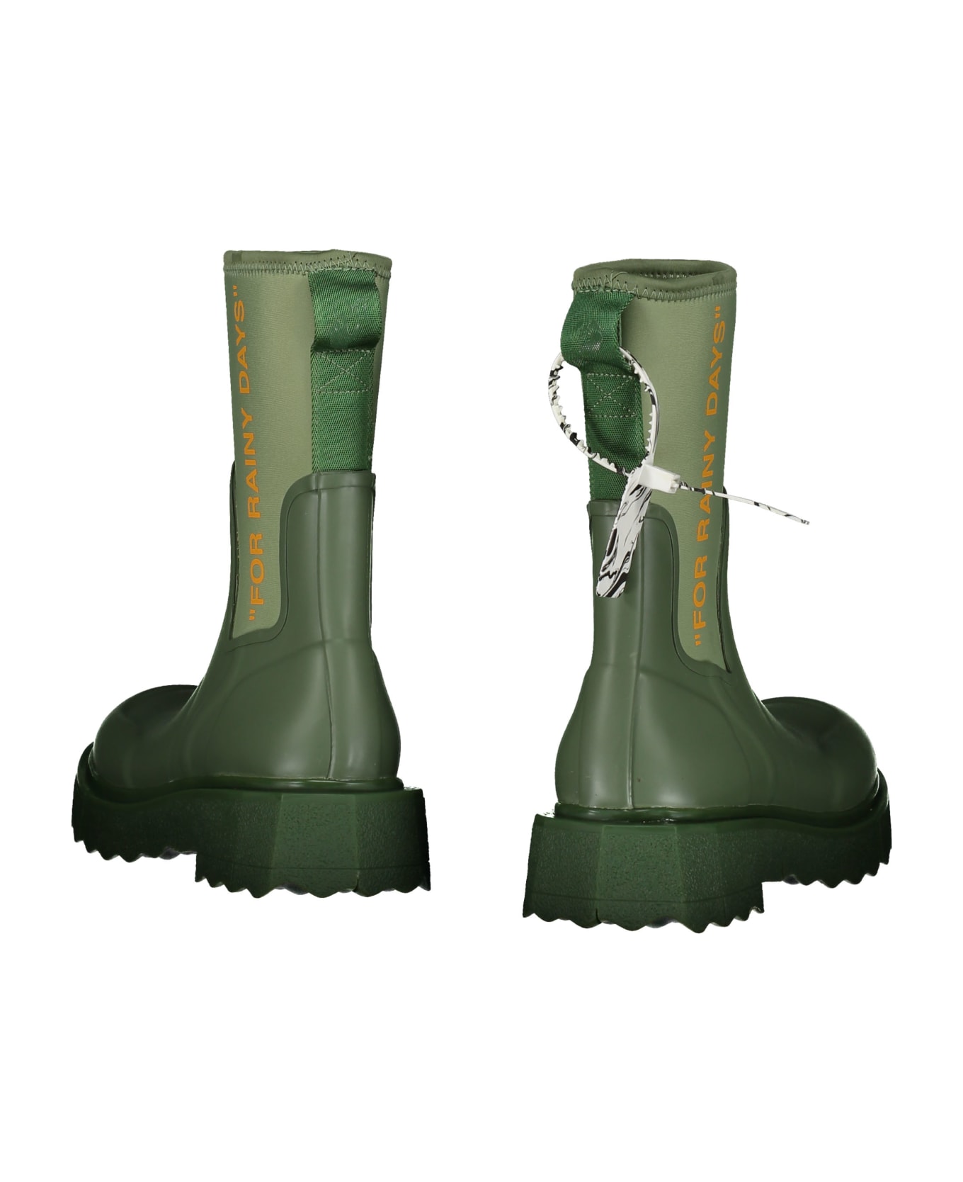 Off-White Rubber And Neoprene Rain Boots - green ブーツ