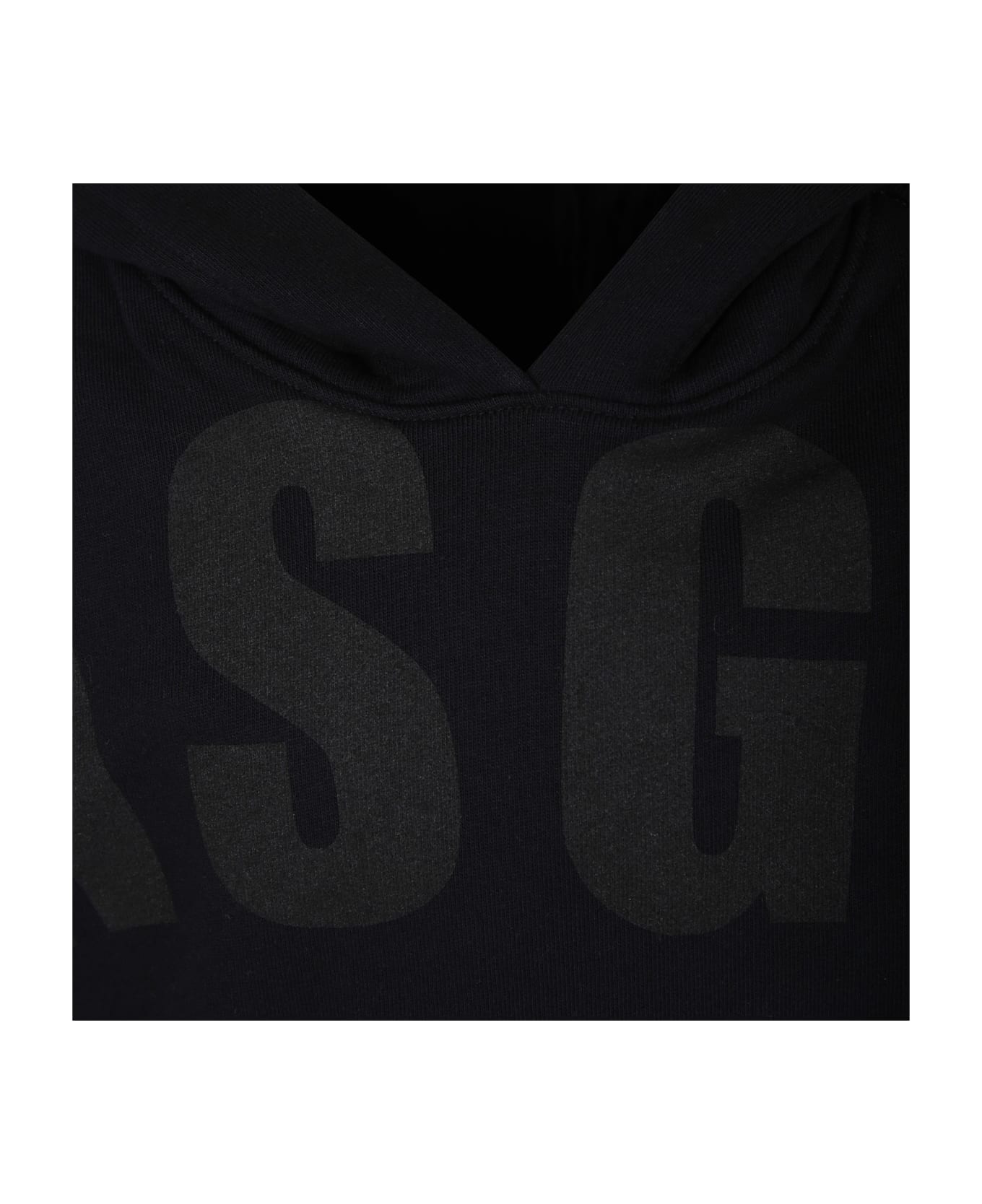 MSGM Black Sweatshirt For Kids With Logo - Nero ニットウェア＆スウェットシャツ