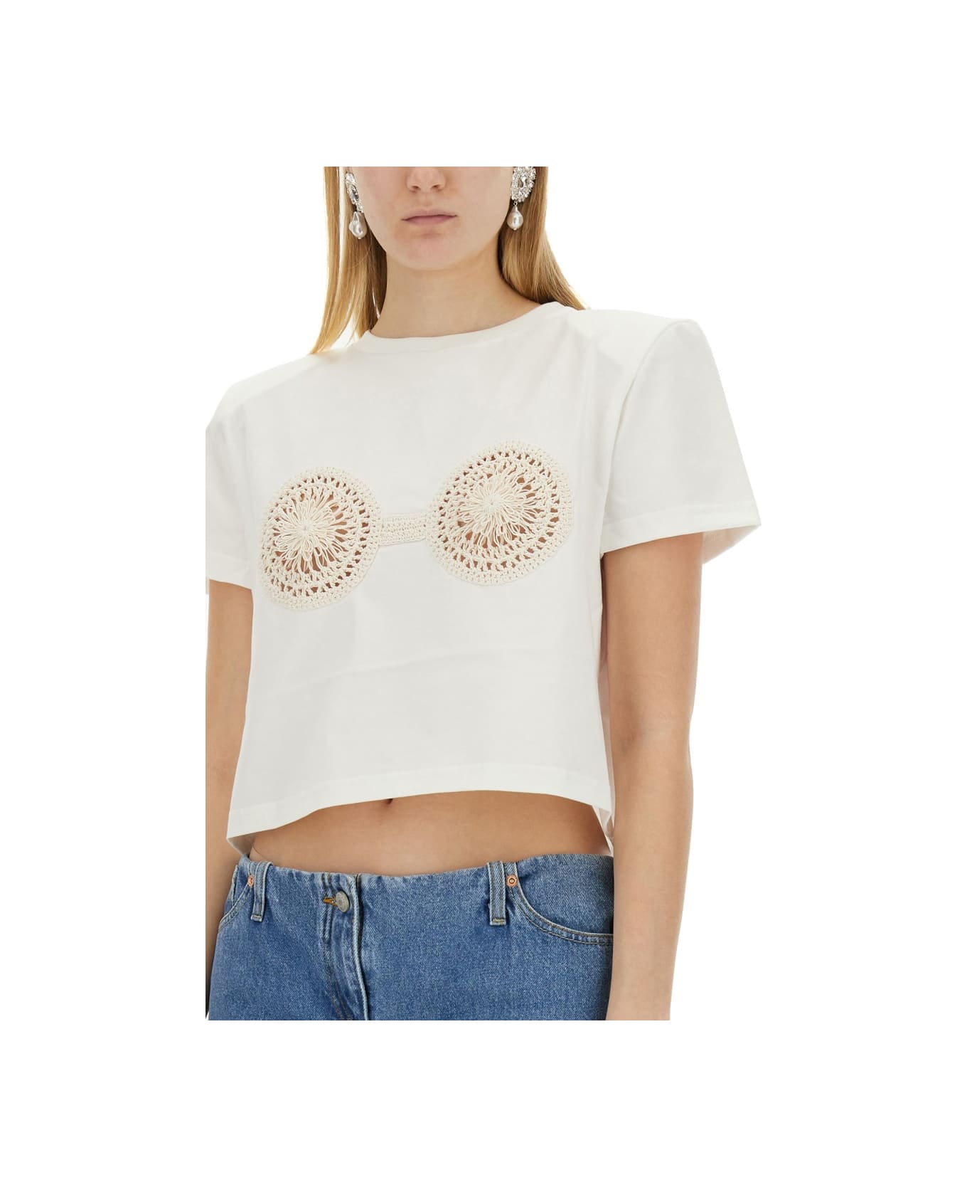 Magda Butrym T-shirt Con Crochet Bra - WHITE
