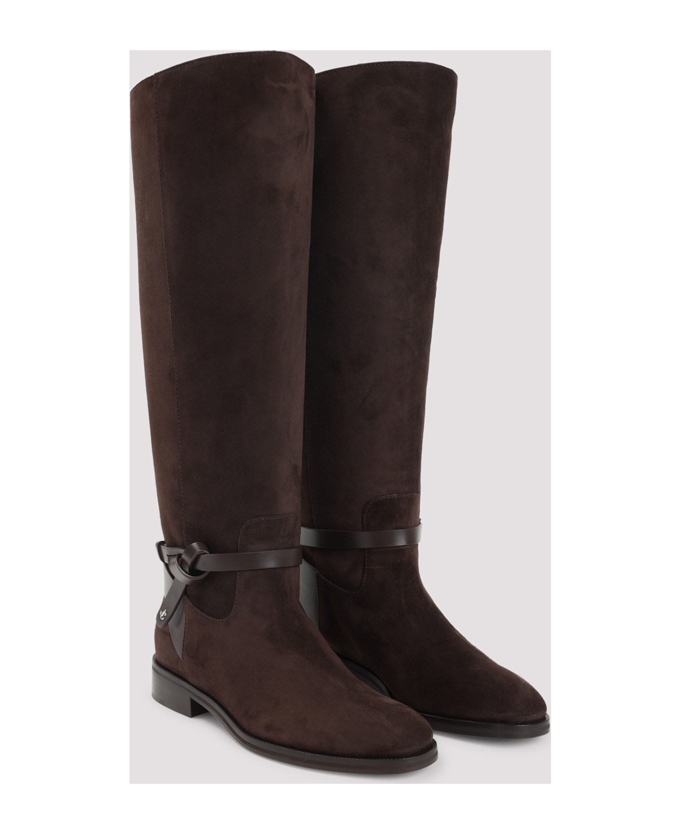 Jimmy Choo Suede Lawton Kb Flat Boots - Chocolate Chocolate