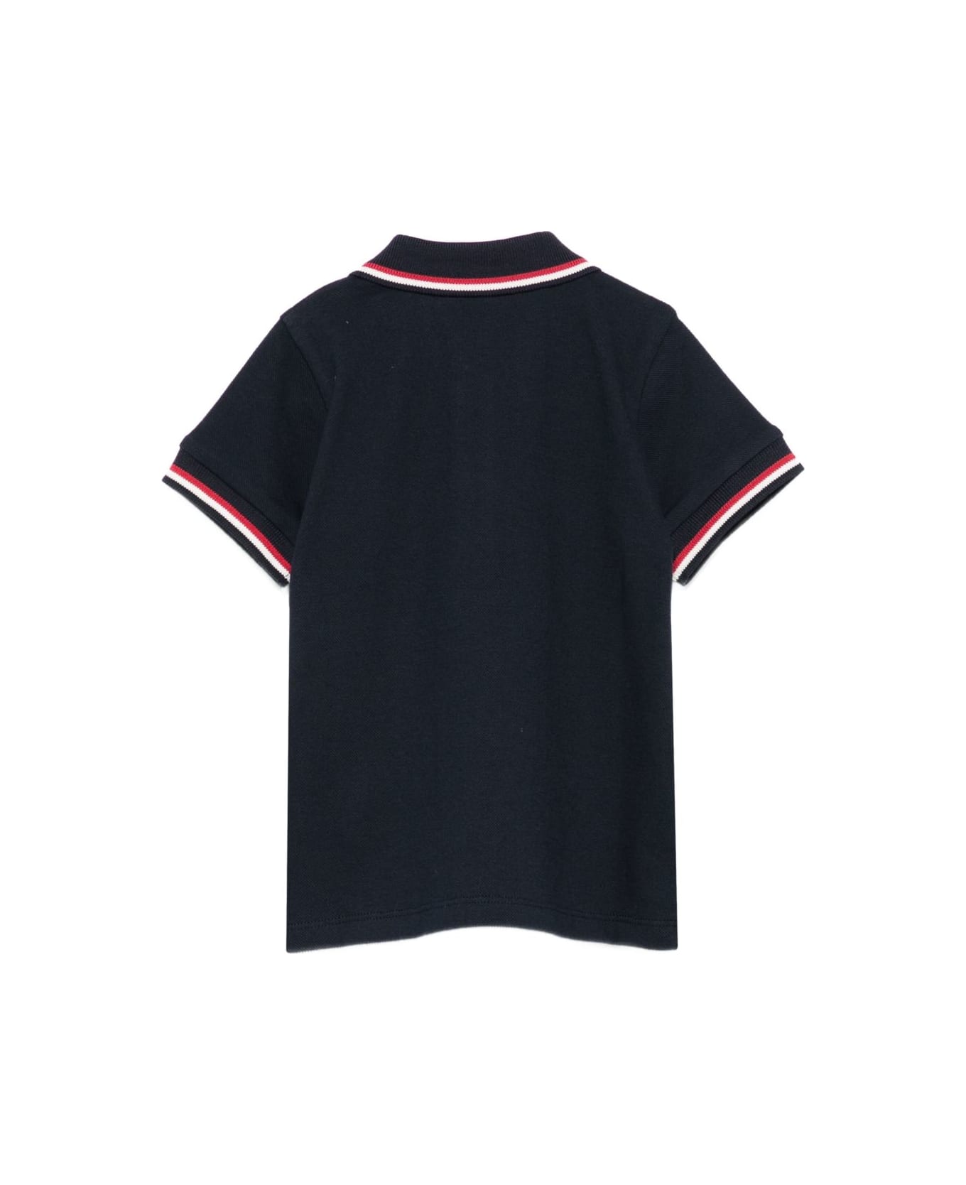 Moncler Enfant Polo Shirt With Peak And Logo Patch - Blue