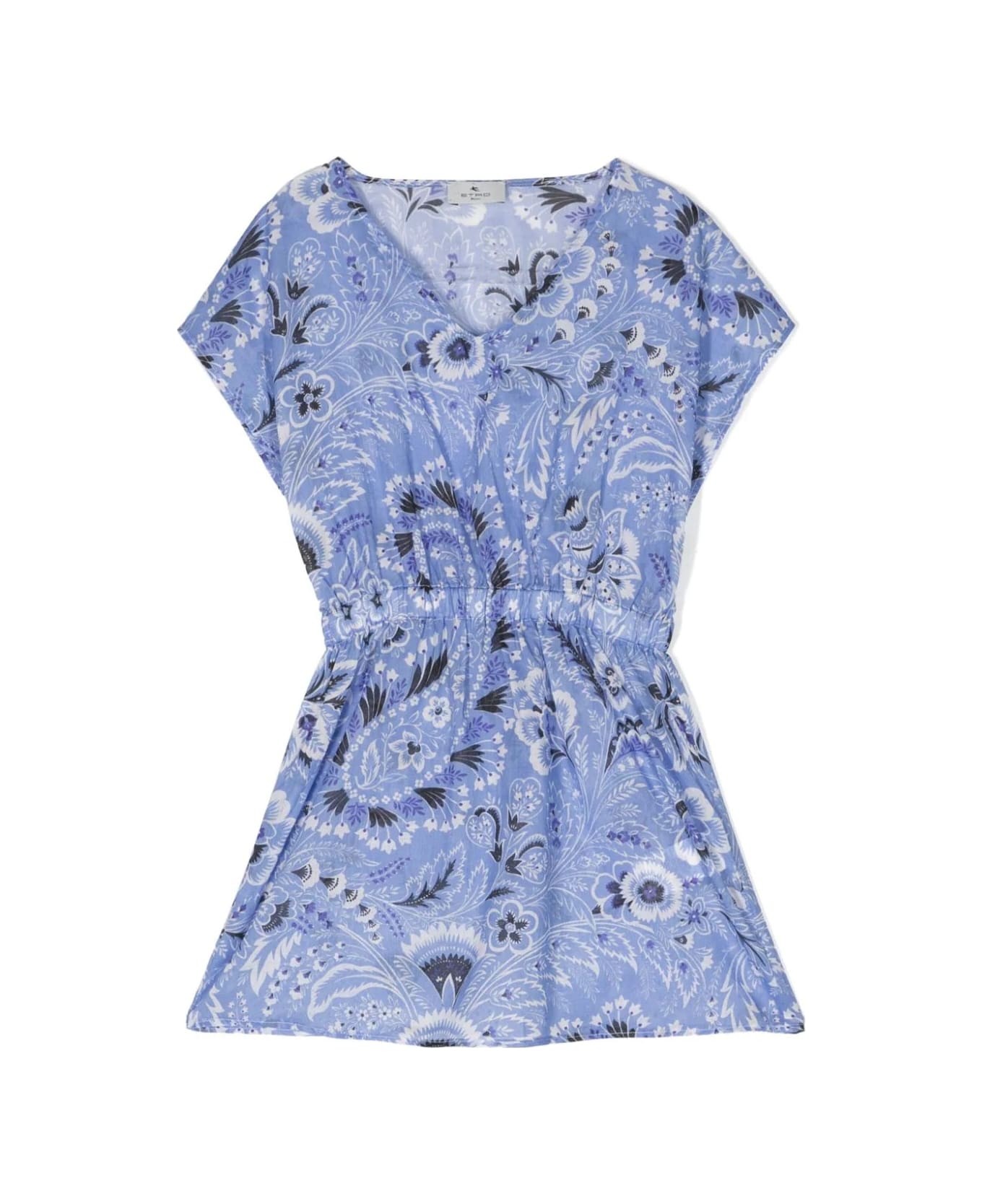 Etro Light Blue Dress With Paisley Print - Blue
