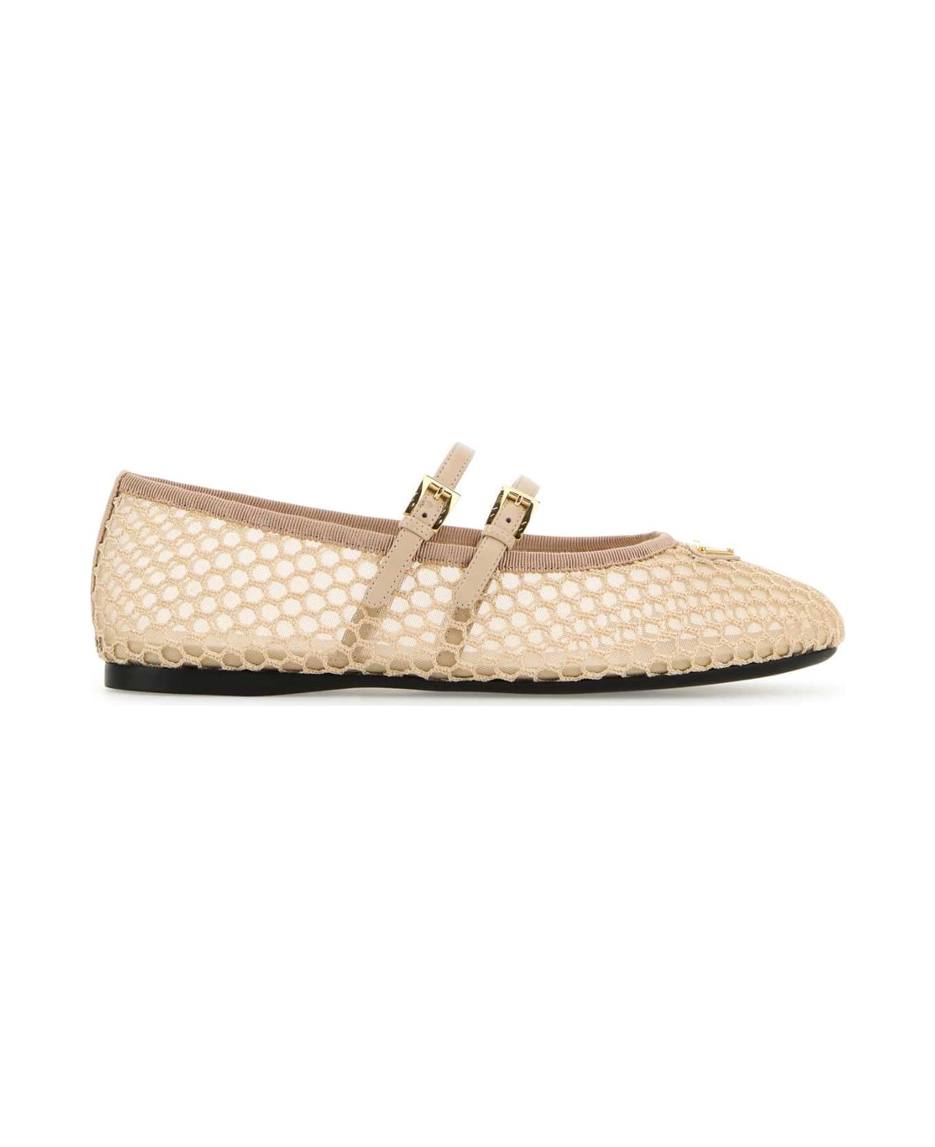 Prada Skin Pink Mesh Ballerinas - TRAVERTINO