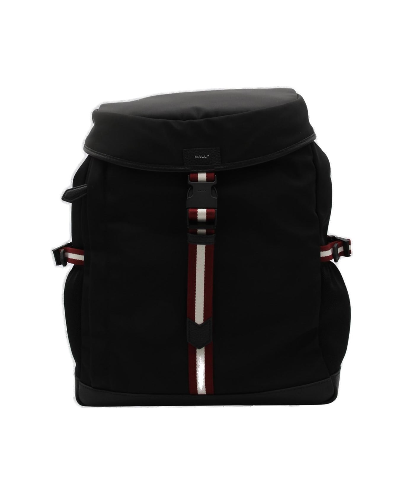 Bally Stripe-detailed Foldover Top Backpack - BLACK