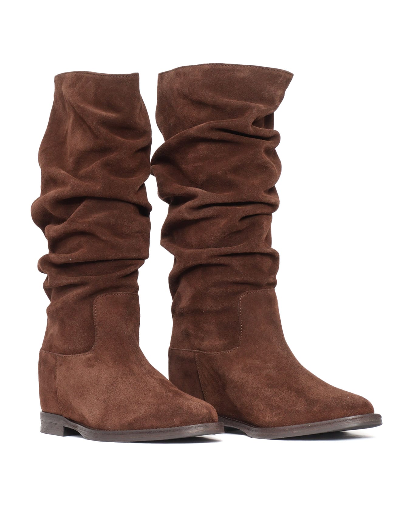 Via Roma 15 Pleated Boots - BROWN