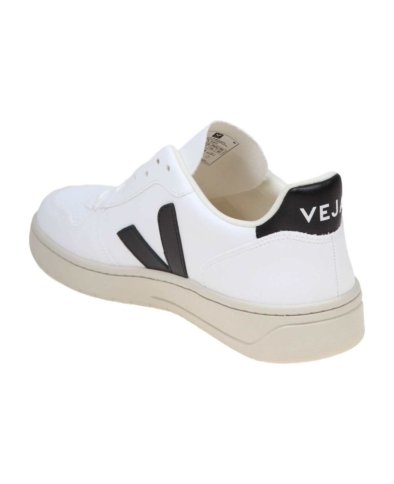 Veja V 90 Sneakers In Black And White Leather - White/Black