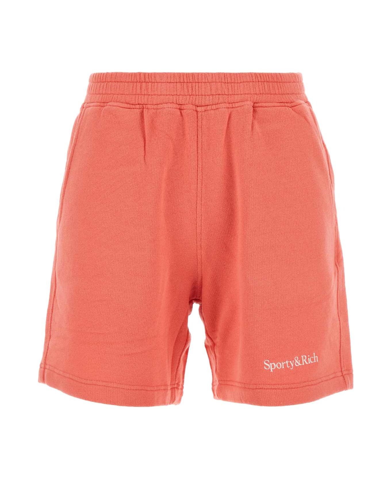 Sporty 
Rich Salmon Pink Stretch Cotton Shorts - COTTONCANDY