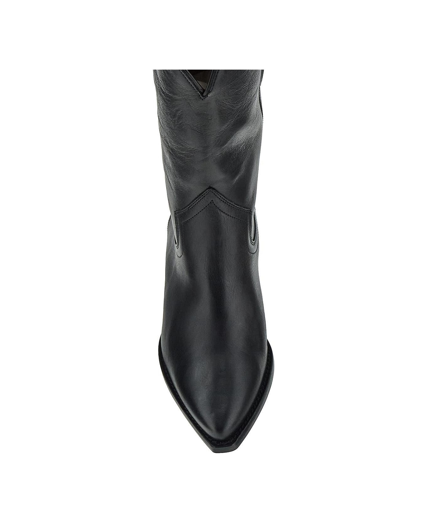 Isabel Marant Cow Leather Cowboy Boots - Black